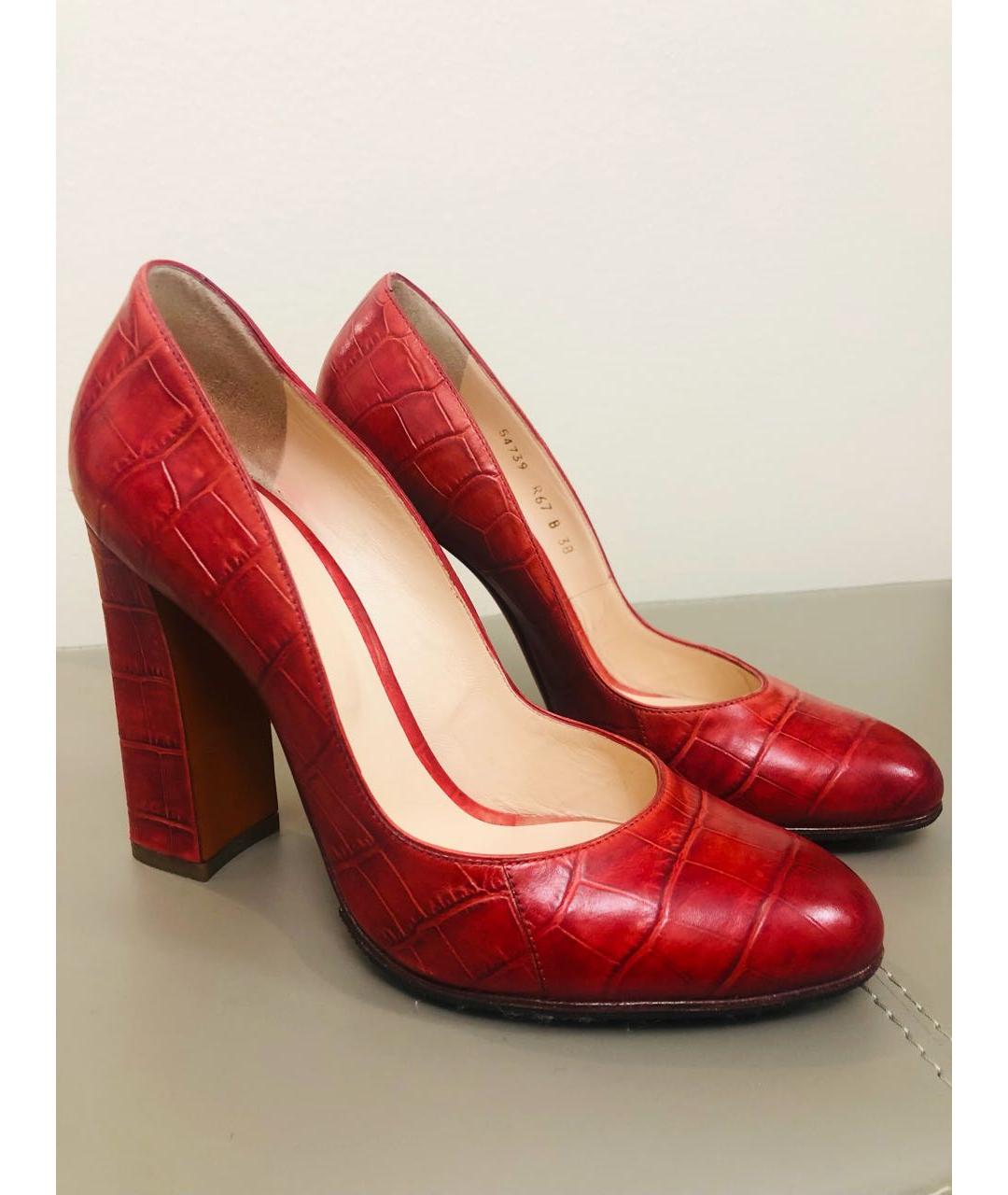 SANTONI Красные кожаные туфли, фото 3