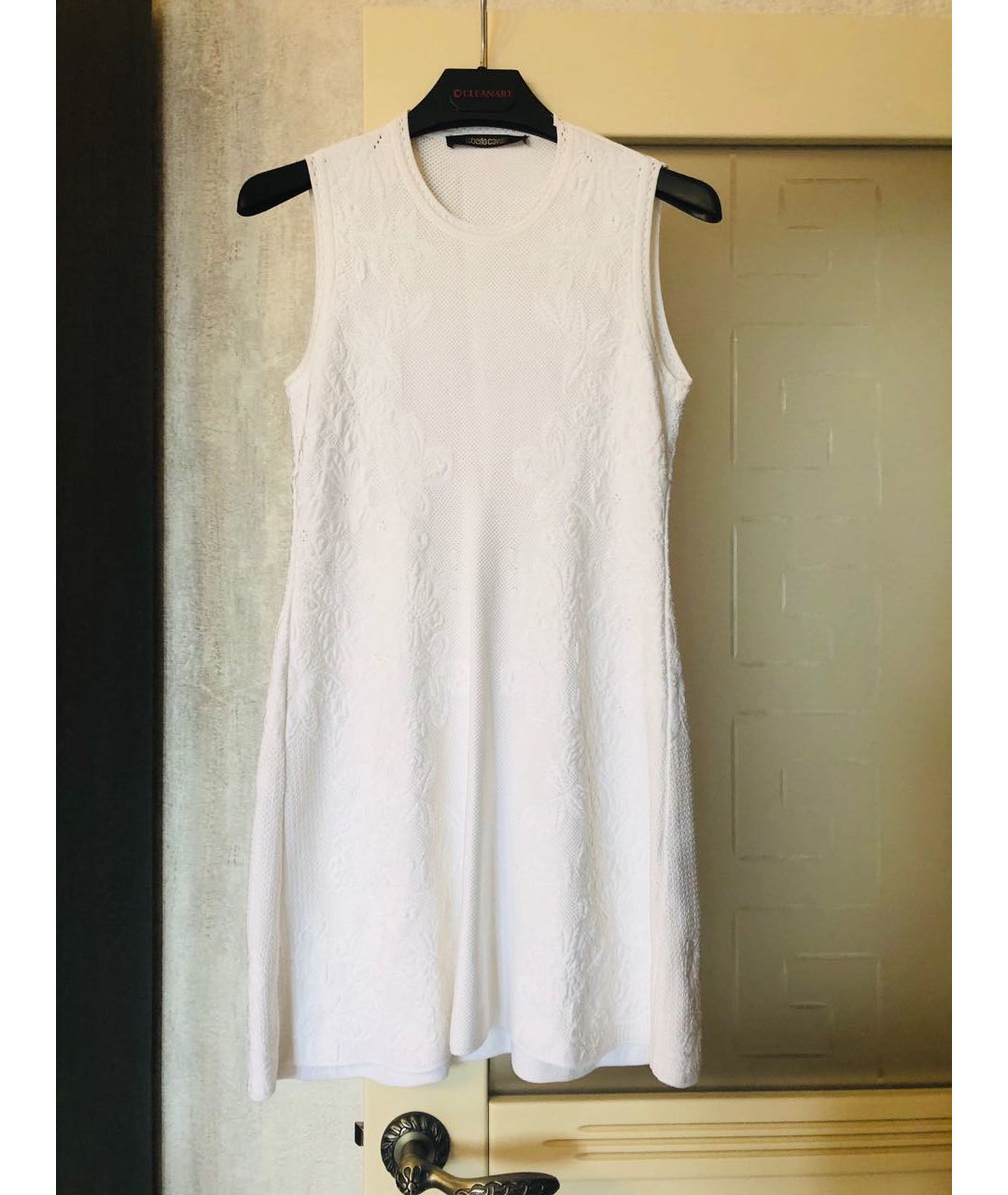 ROBERTO CAVALLI Белое вискозное повседневное платье, фото 8