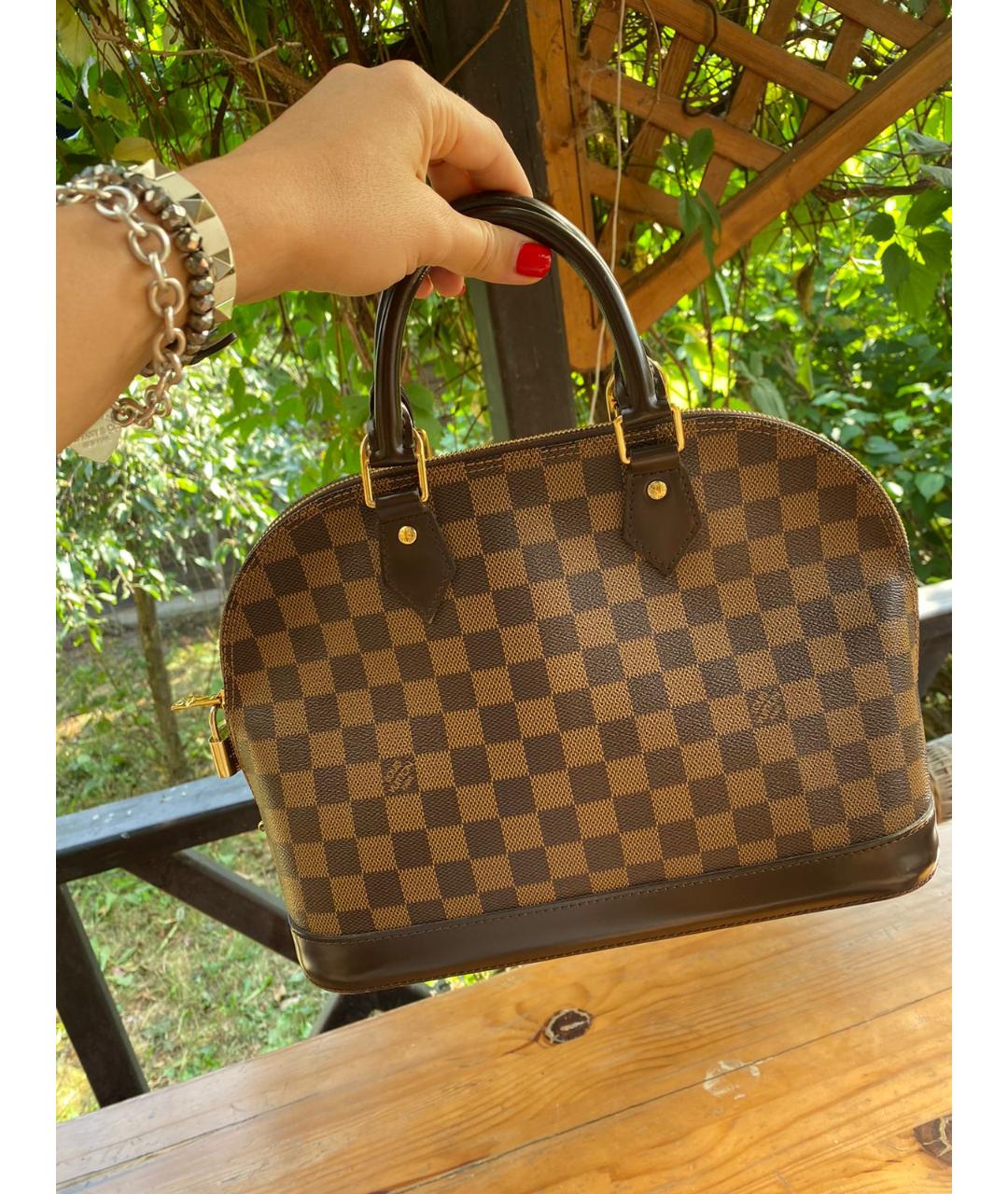 LOUIS VUITTON PRE-OWNED Коричневая кожаная сумка с короткими ручками, фото 5