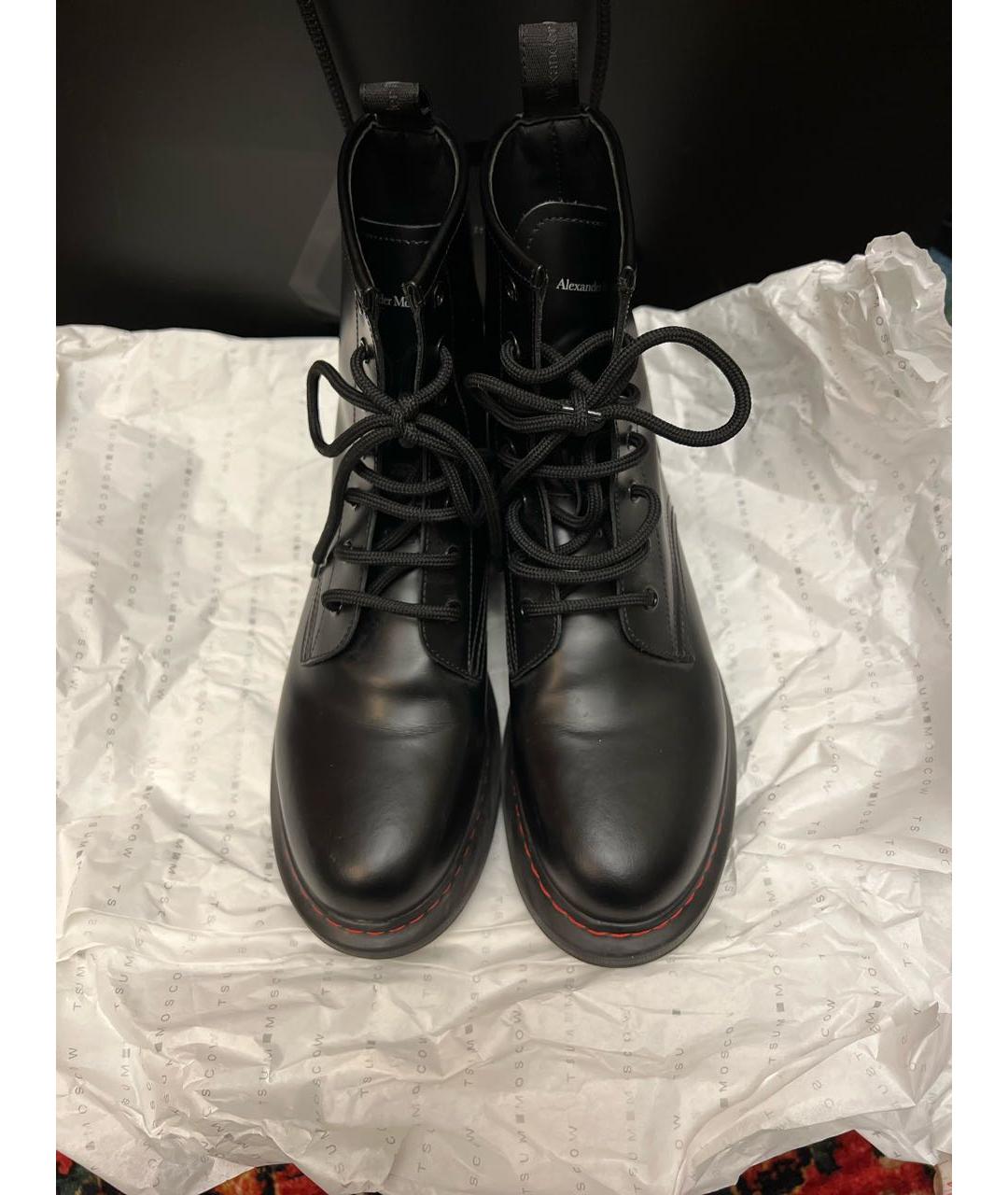 ALEXANDER MCQUEEN Черные кожаные ботинки, фото 2