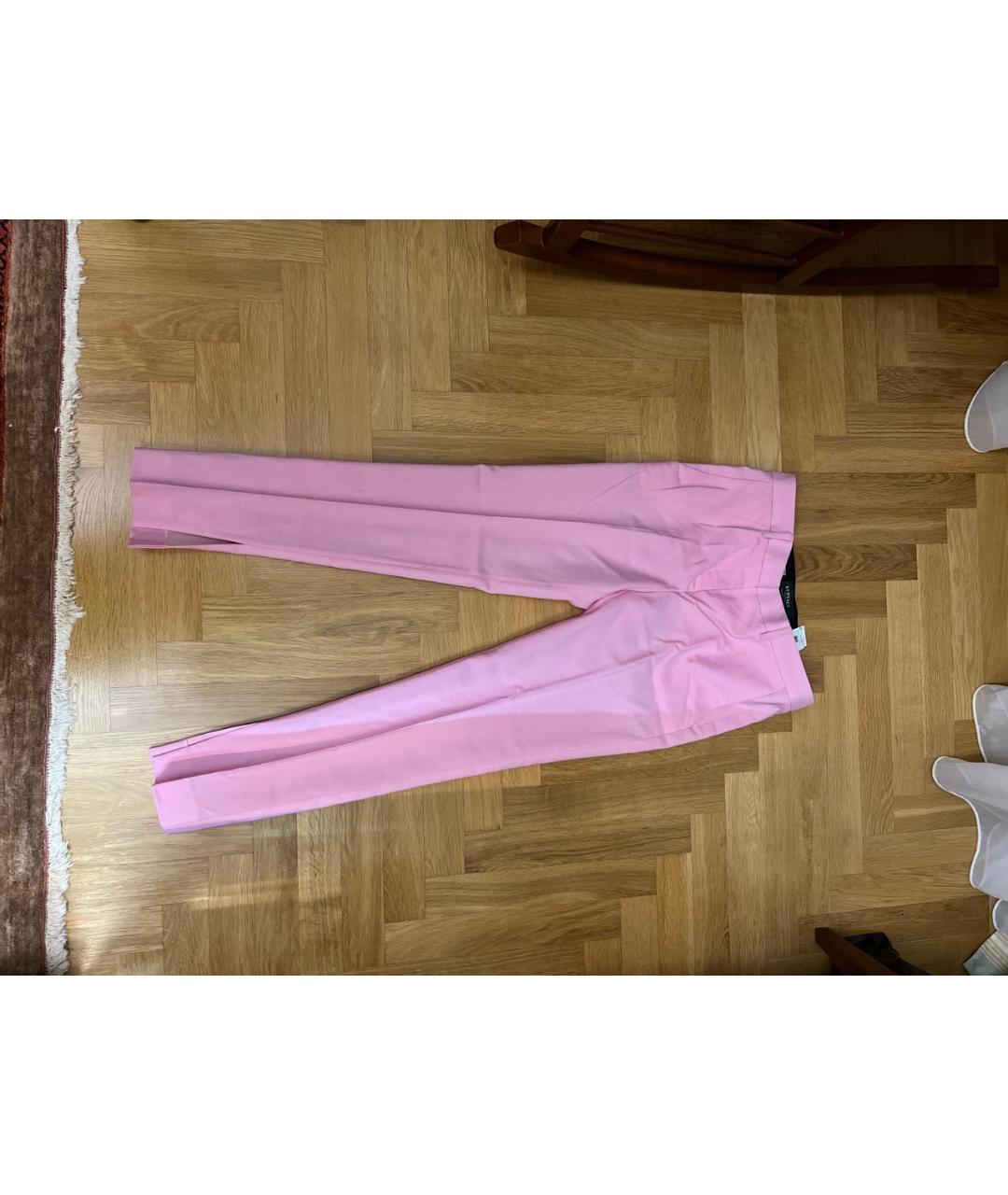 VERSACE Розовые шерстяные брюки узкие, фото 8