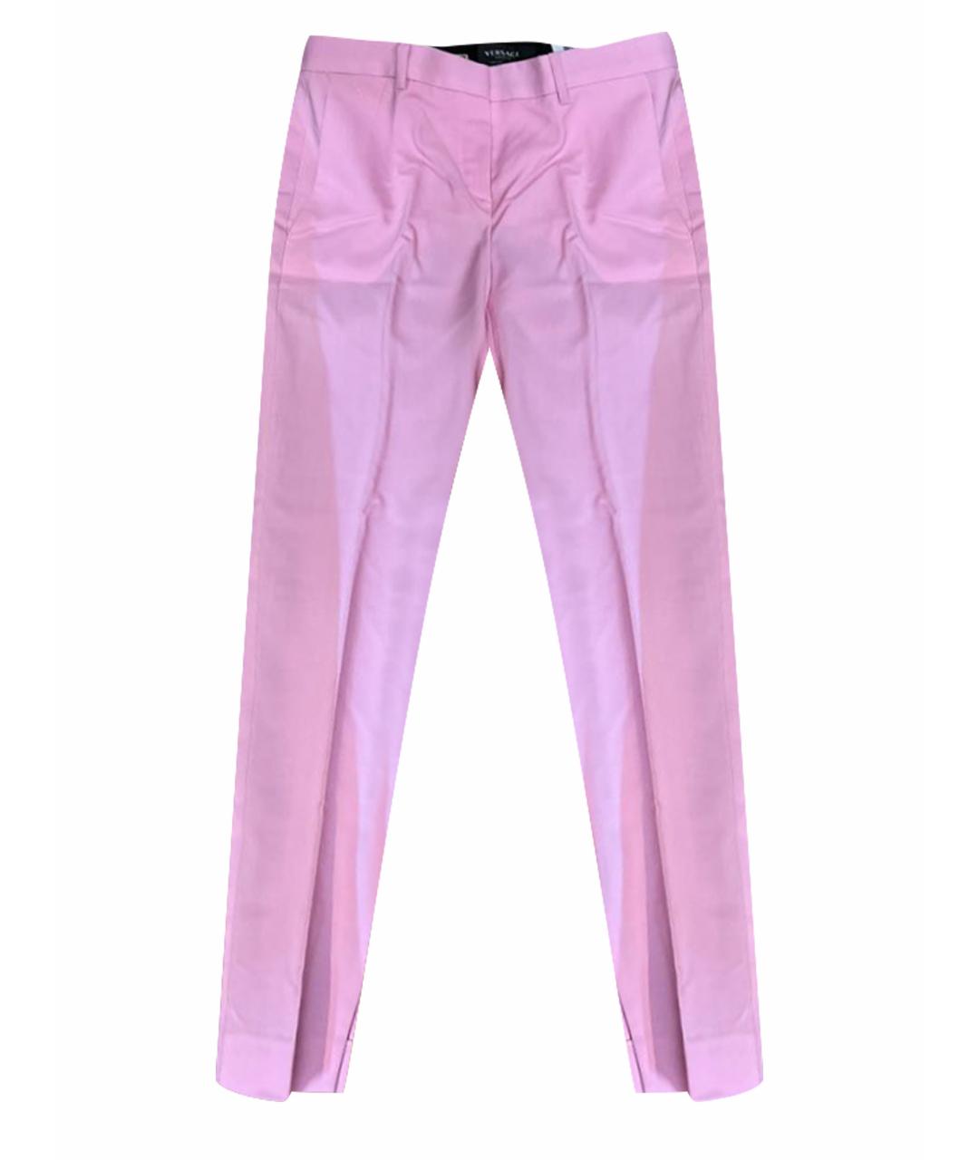 VERSACE Розовые шерстяные брюки узкие, фото 1