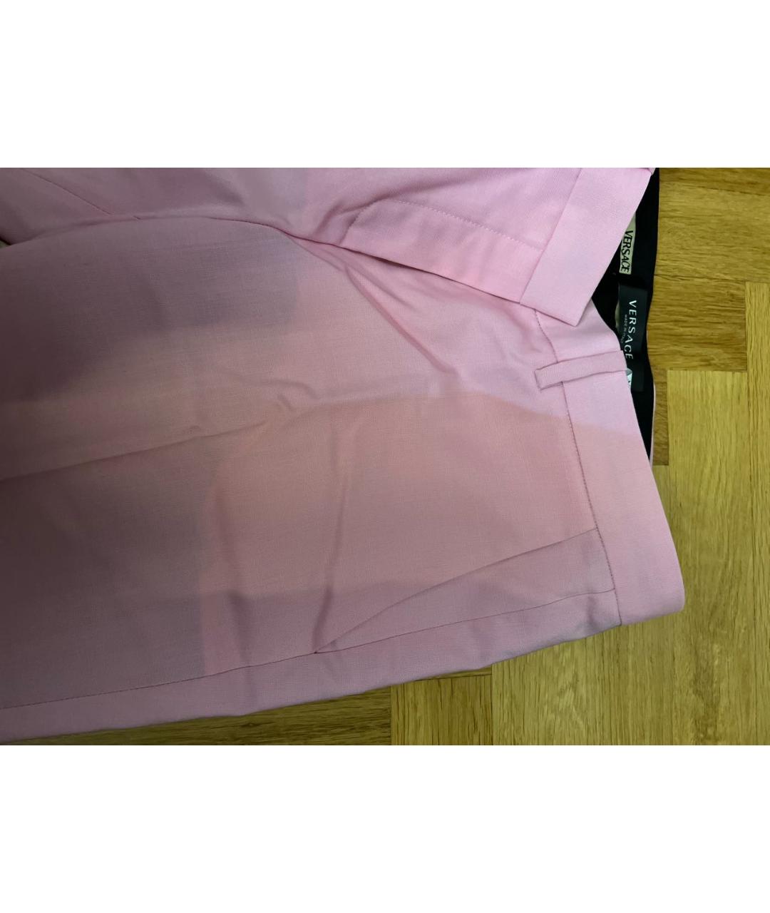VERSACE Розовые шерстяные брюки узкие, фото 4