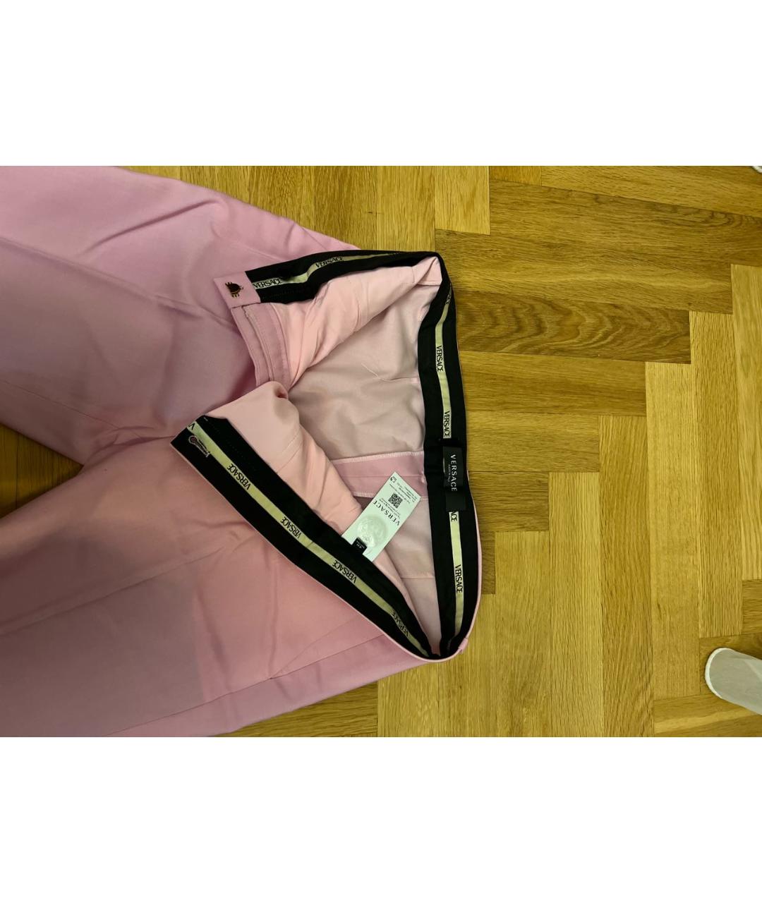 VERSACE Розовые шерстяные брюки узкие, фото 3