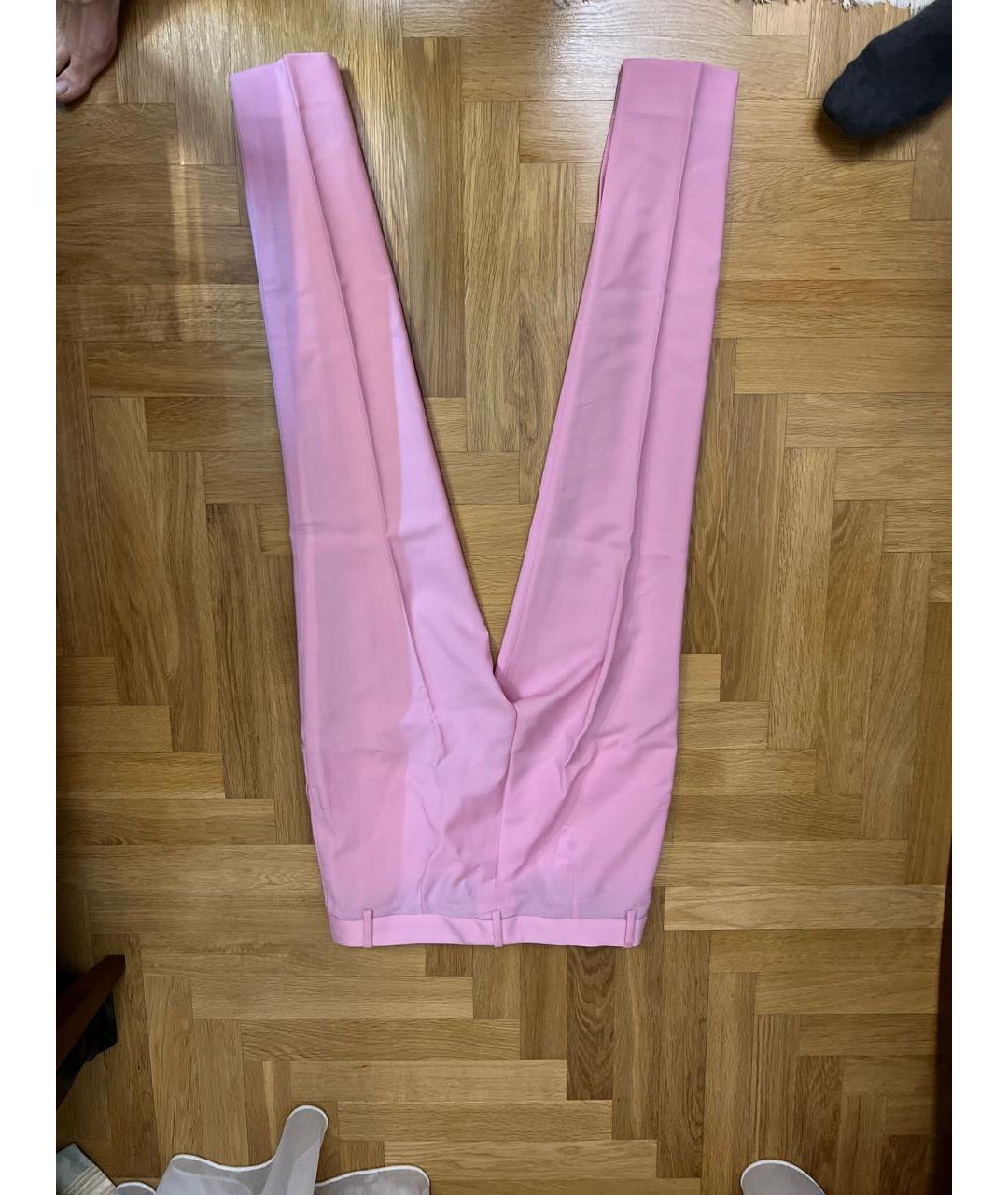 VERSACE Розовые шерстяные брюки узкие, фото 2
