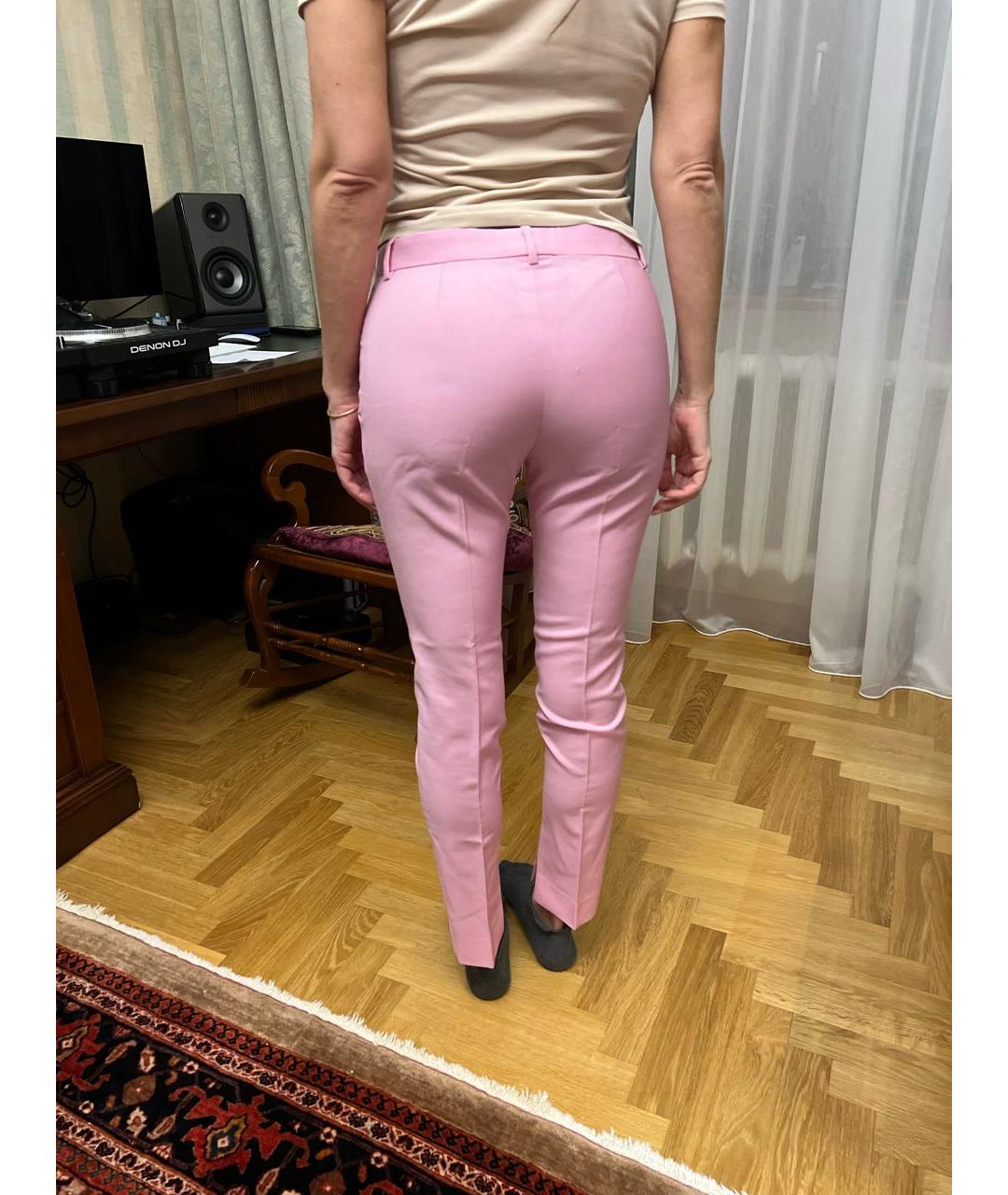 VERSACE Розовые шерстяные брюки узкие, фото 7
