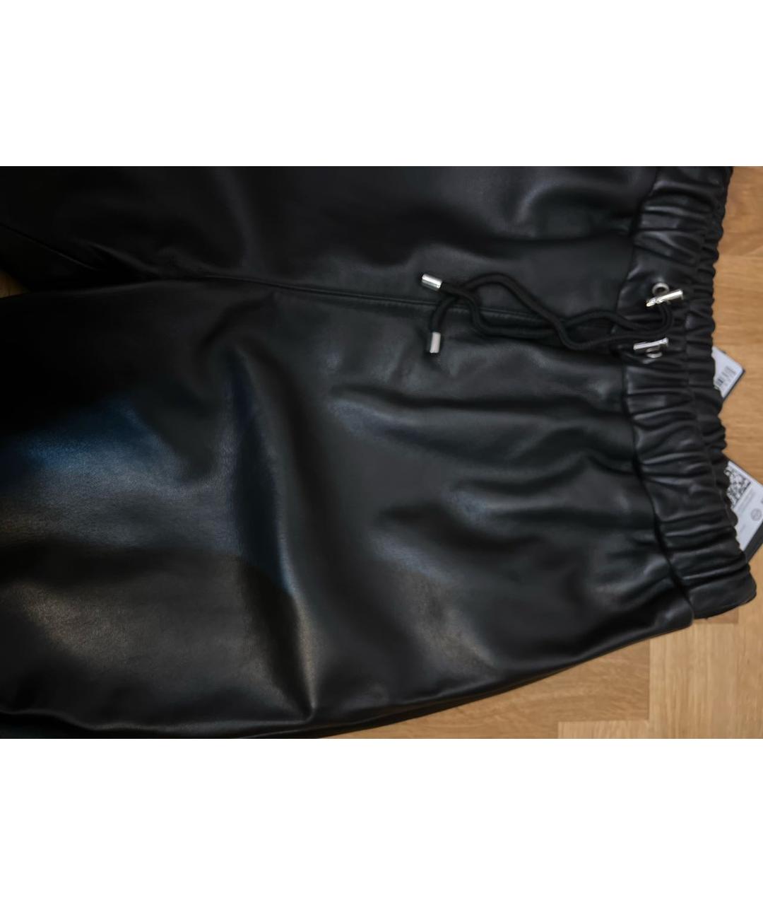 PHILIPP PLEIN Черные кожаные прямые брюки, фото 4
