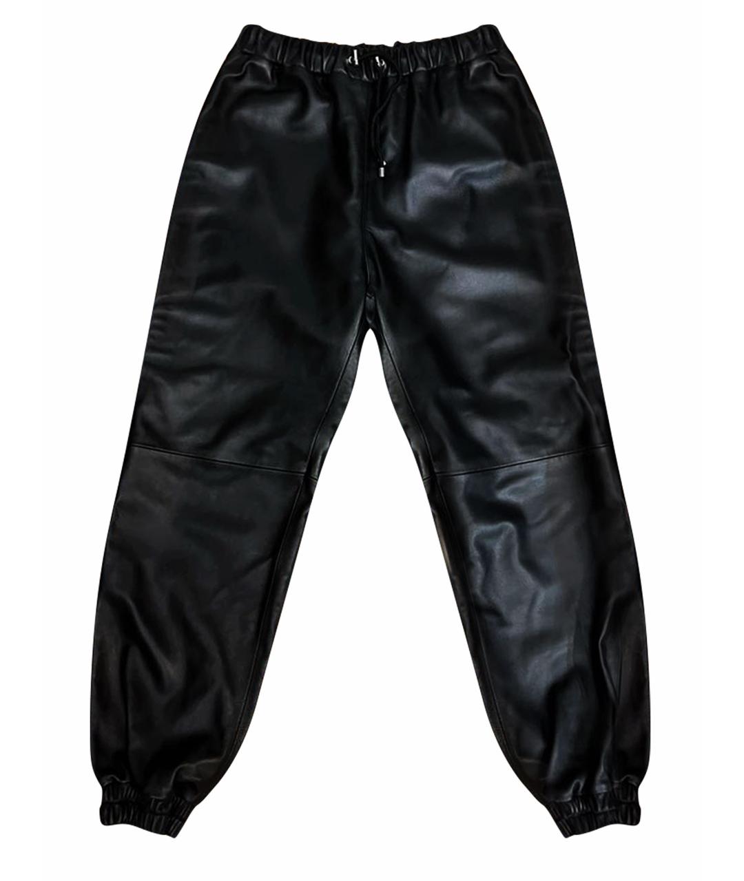 PHILIPP PLEIN Черные кожаные прямые брюки, фото 1