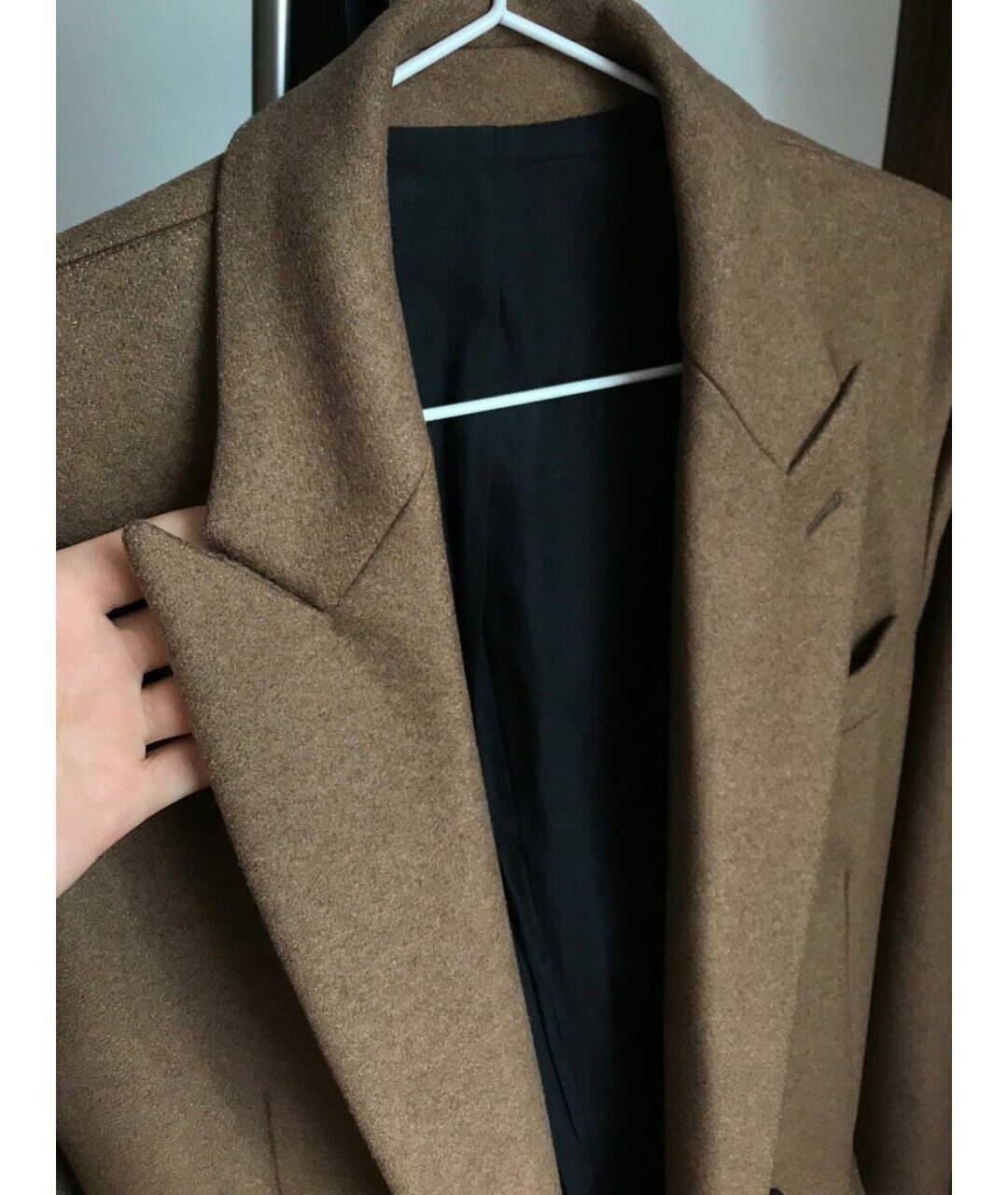 AMI Горчичное шерстяное пальто, фото 8