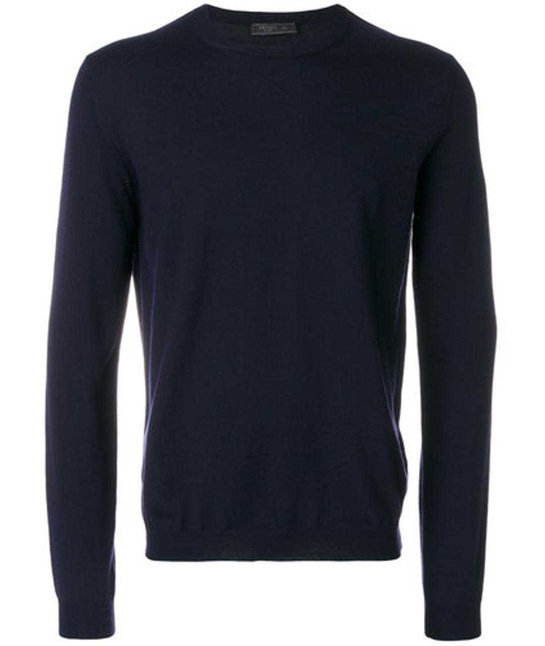 PRADA Темно-синий шерстяной джемпер / свитер, фото 1