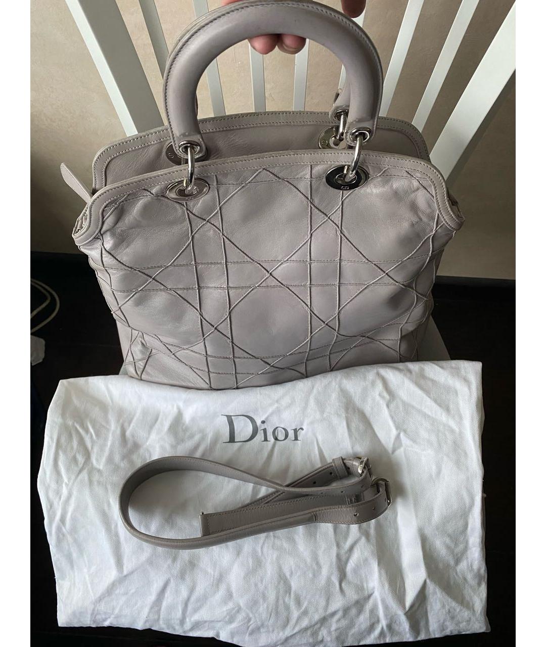 CHRISTIAN DIOR Бежевая кожаная сумка с короткими ручками, фото 7