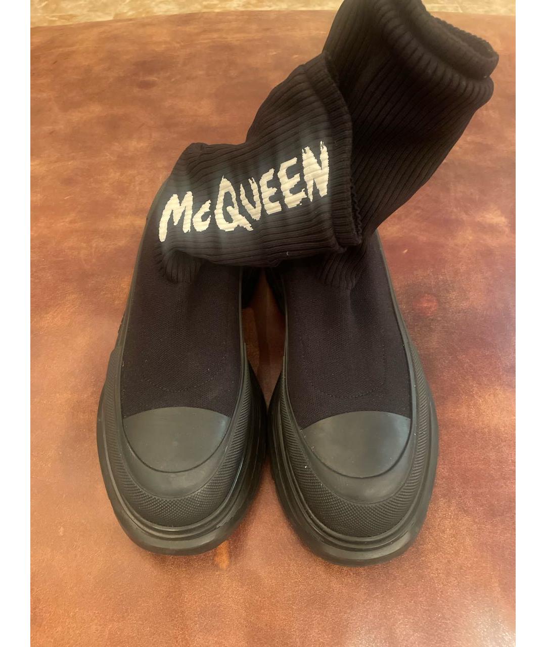 ALEXANDER MCQUEEN Черные текстильные высокие ботинки, фото 2