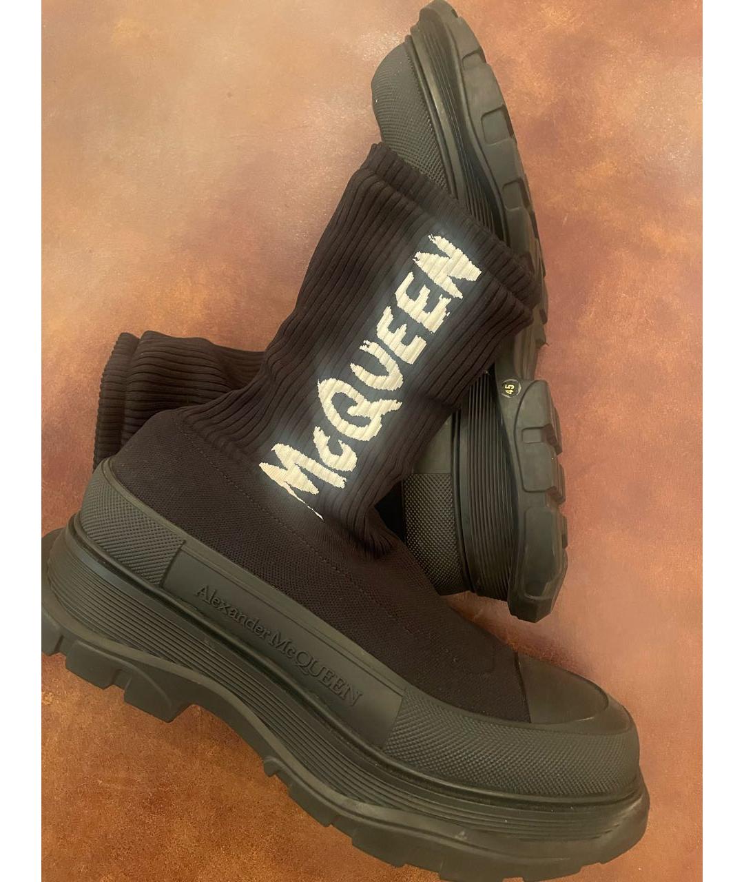 ALEXANDER MCQUEEN Черные текстильные высокие ботинки, фото 6