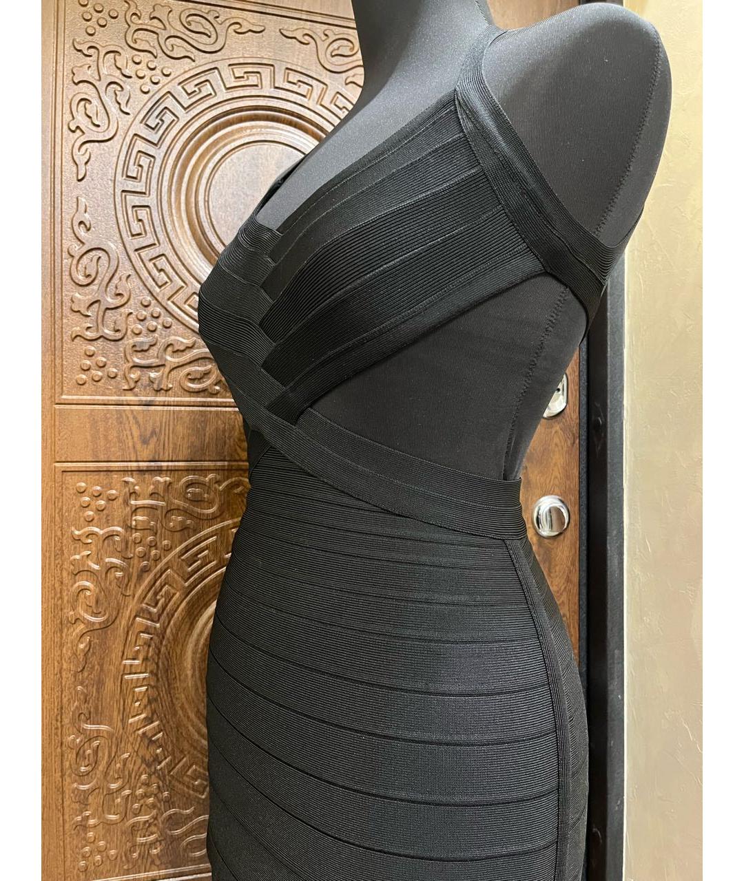 HERVE LEGER Черное вискозное платье, фото 8