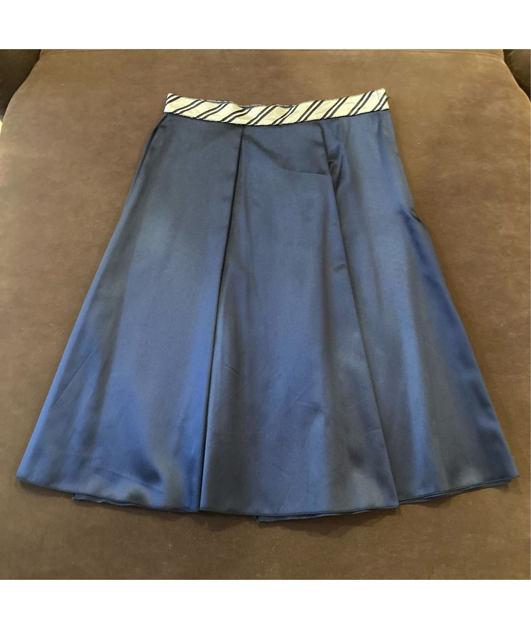 DOLCE&GABBANA Синяя шелковая юбка миди, фото 2