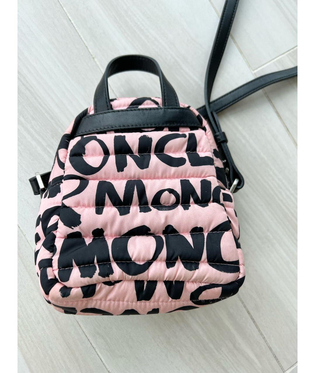 MONCLER Розовый синтетический рюкзак, фото 2