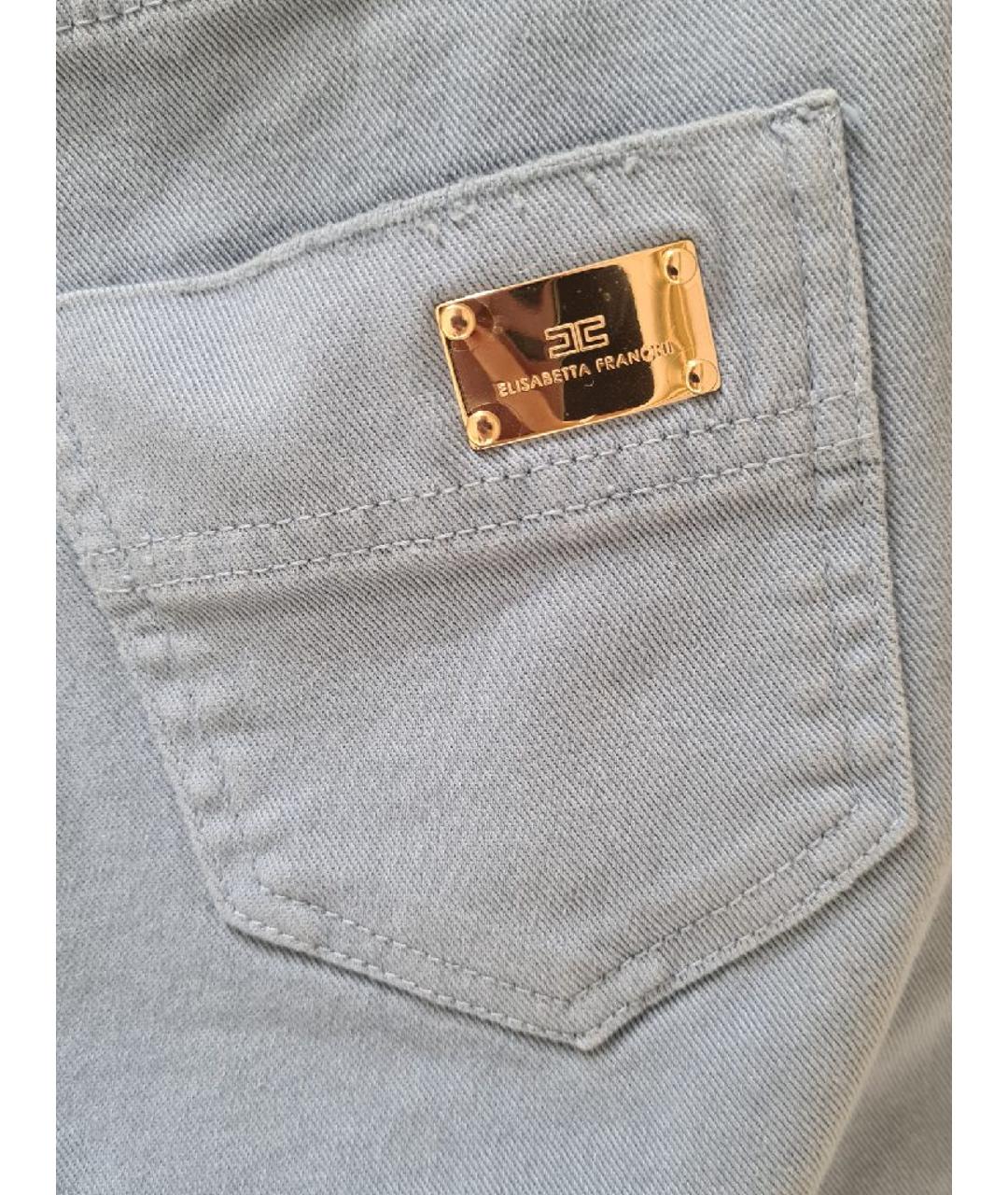 ELISABETTA FRANCHI Голубые хлопко-эластановые джинсы слим, фото 4