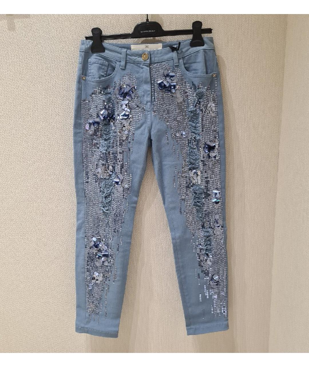 ELISABETTA FRANCHI Голубые хлопко-эластановые джинсы слим, фото 6