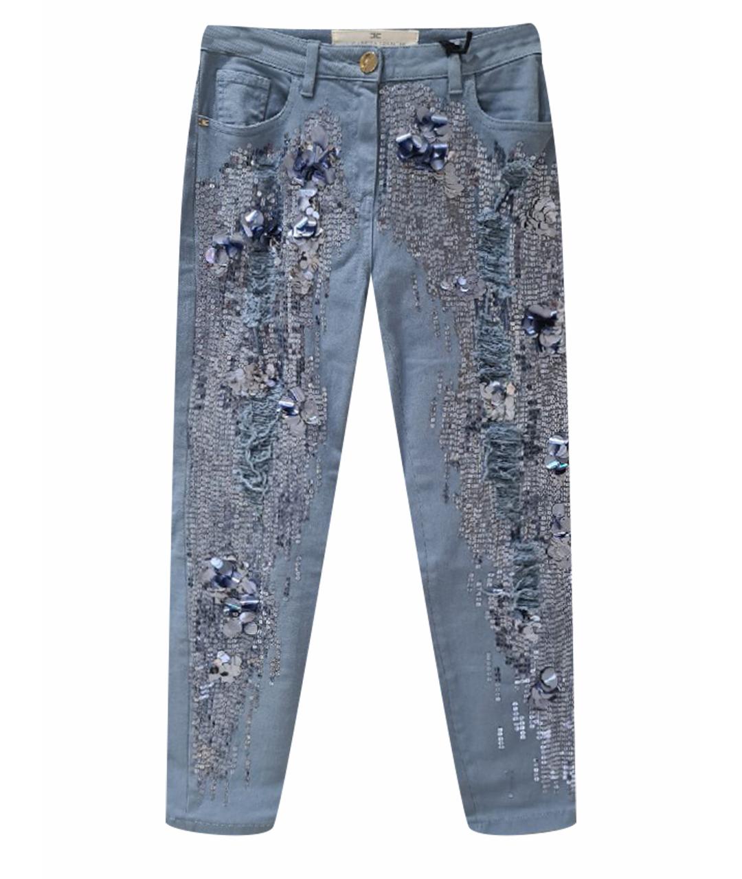ELISABETTA FRANCHI Голубые хлопко-эластановые джинсы слим, фото 1