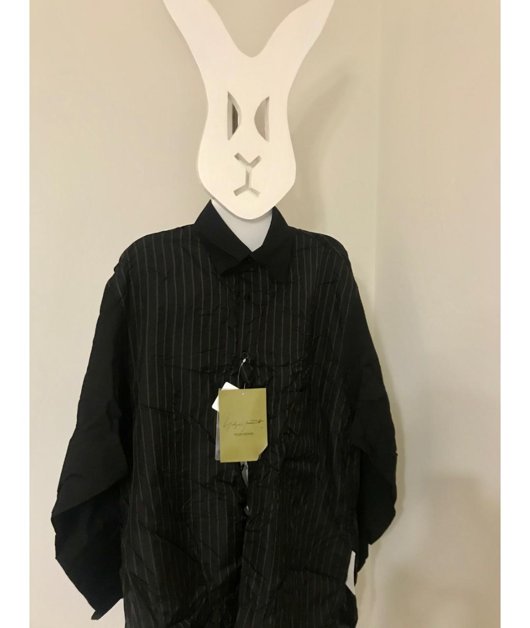 YOHJI YAMAMOTO Черная хлопко-шелковая кэжуал рубашка, фото 5