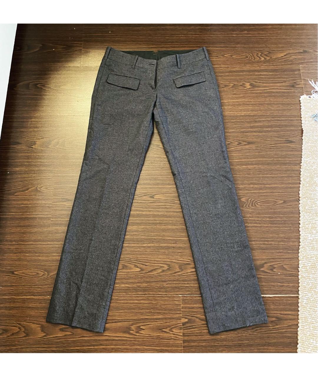 NEIL BARRETT Серые шерстяные прямые брюки, фото 8