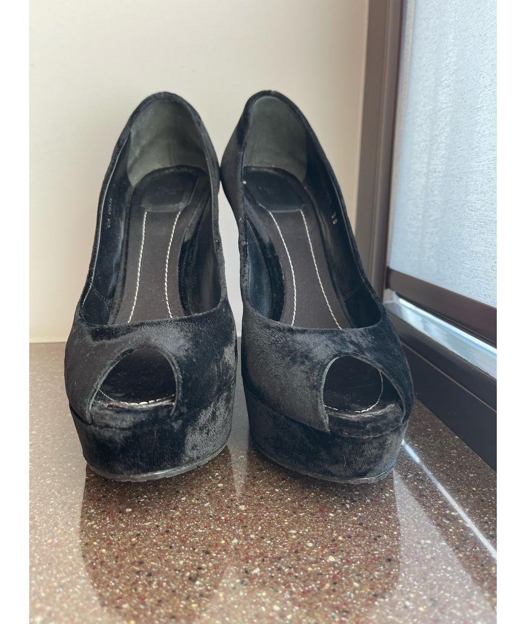 CHRISTIAN DIOR PRE-OWNED Черные бархатные туфли, фото 2