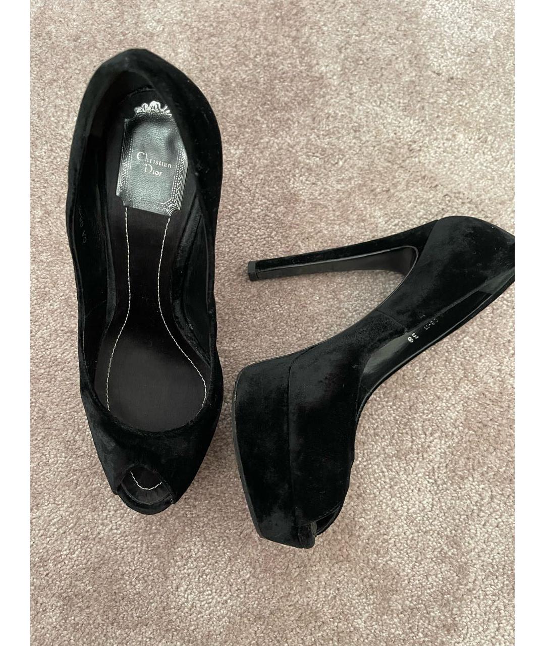CHRISTIAN DIOR PRE-OWNED Черные бархатные туфли, фото 5