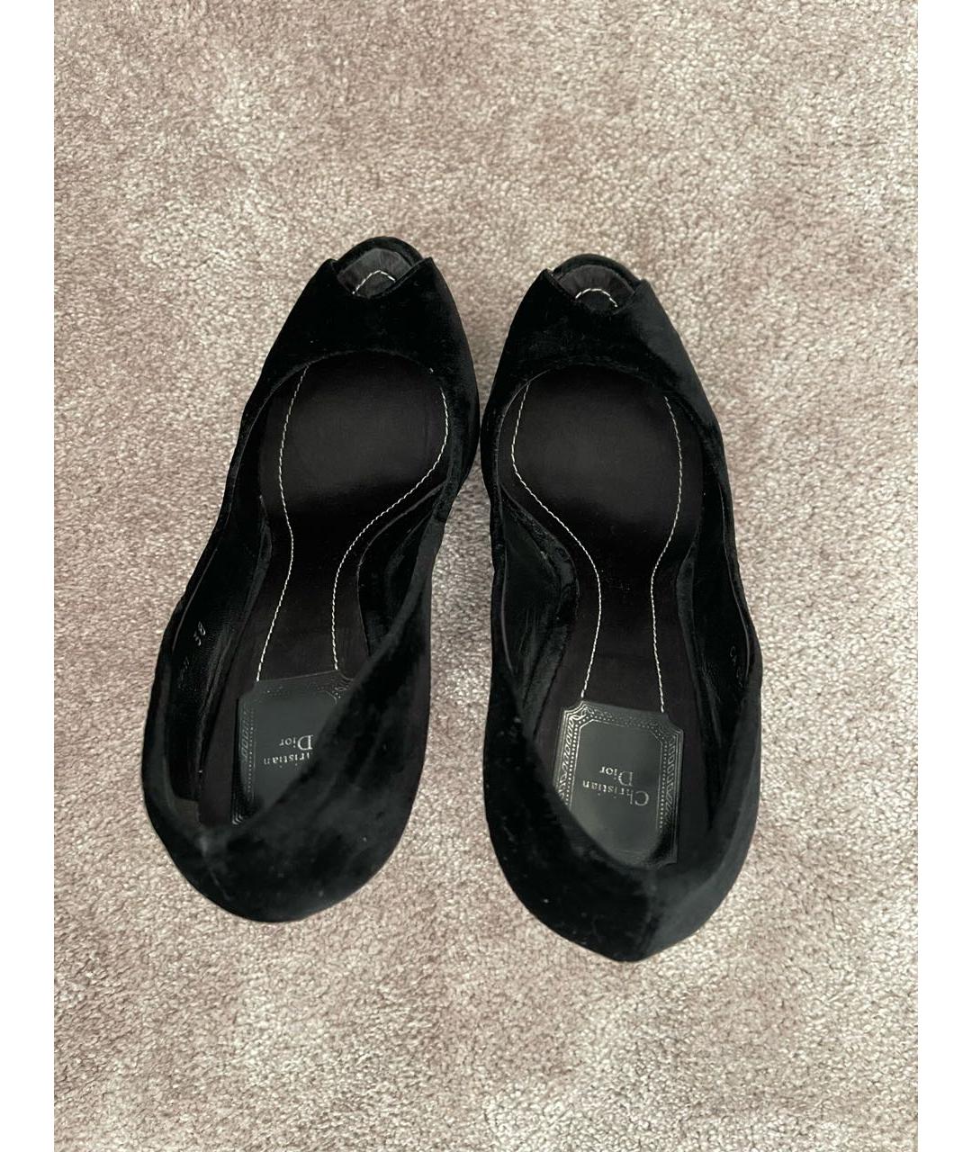 CHRISTIAN DIOR PRE-OWNED Черные бархатные туфли, фото 3