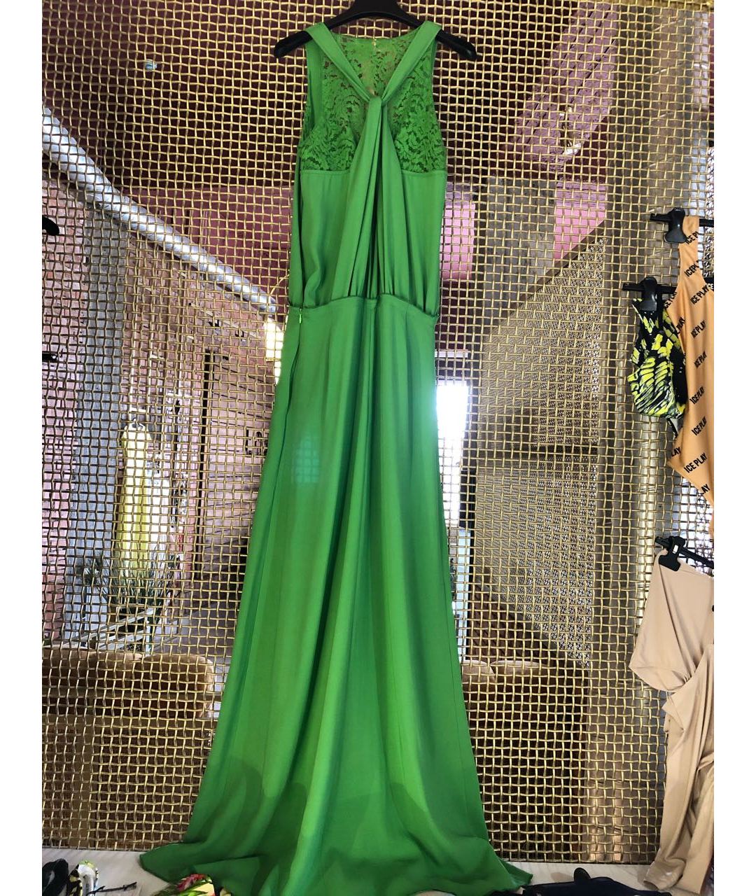 NO. 21 Зеленые вискозное вечернее платье, фото 4
