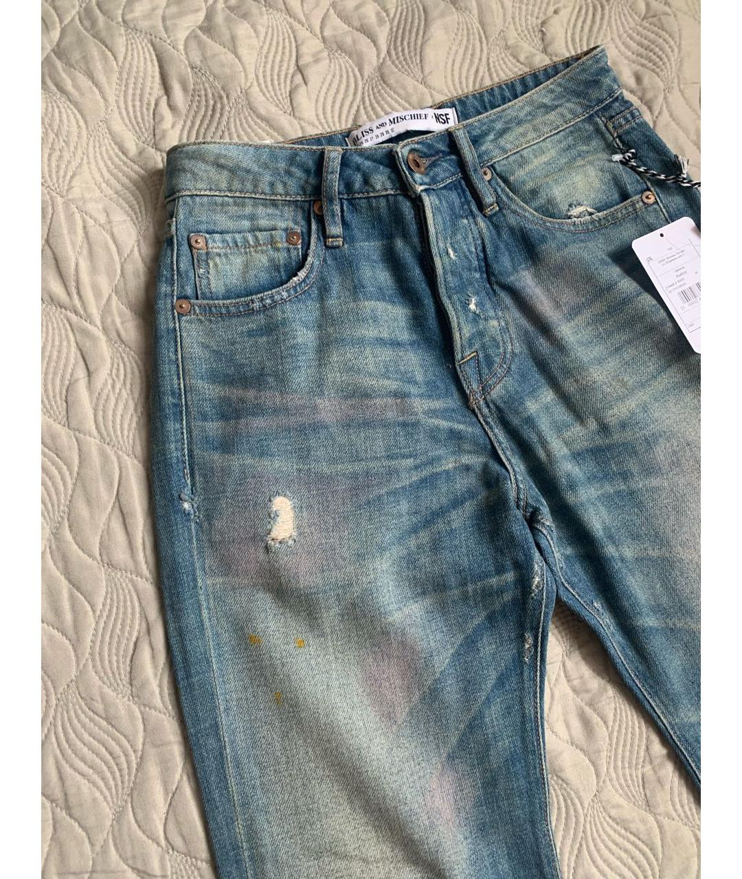 NSF Темно-синие хлопковые прямые джинсы, фото 4