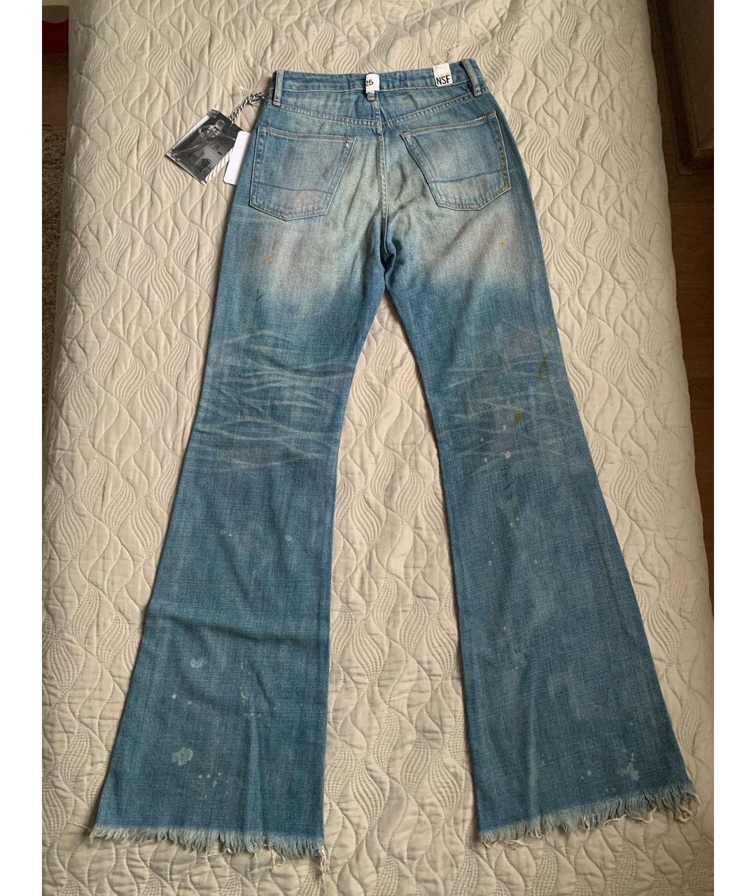 NSF Темно-синие хлопковые прямые джинсы, фото 2