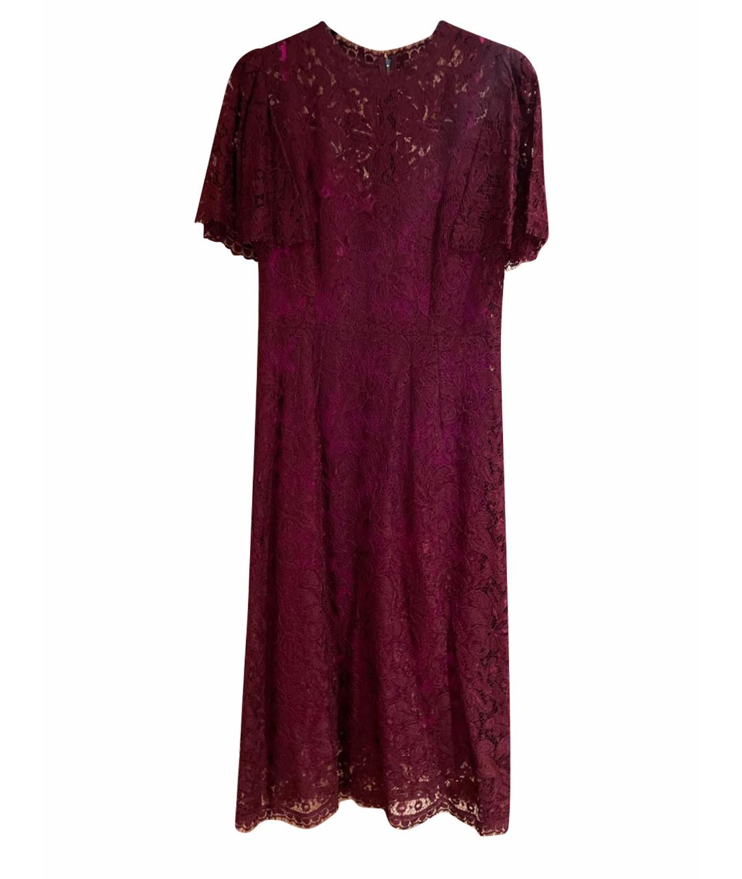 DOLCE&GABBANA Бордовое кружевное вечернее платье, фото 1