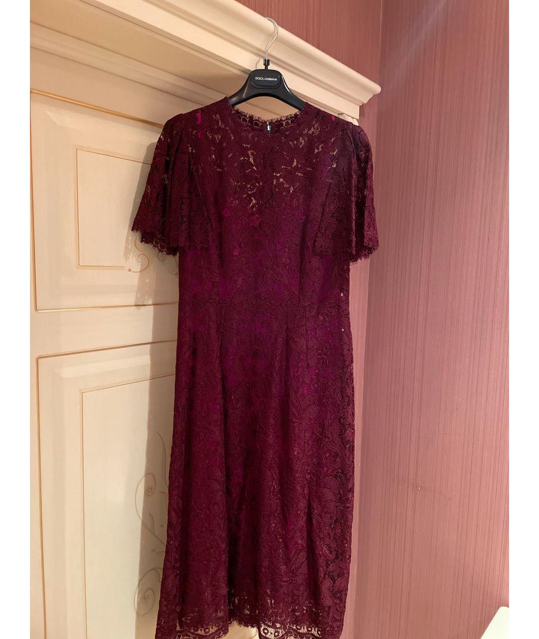 DOLCE&GABBANA Бордовое кружевное вечернее платье, фото 2