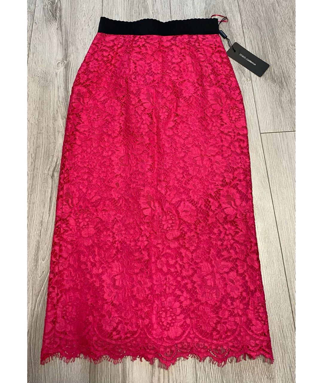 DOLCE&GABBANA Фуксия шелковая юбка миди, фото 3