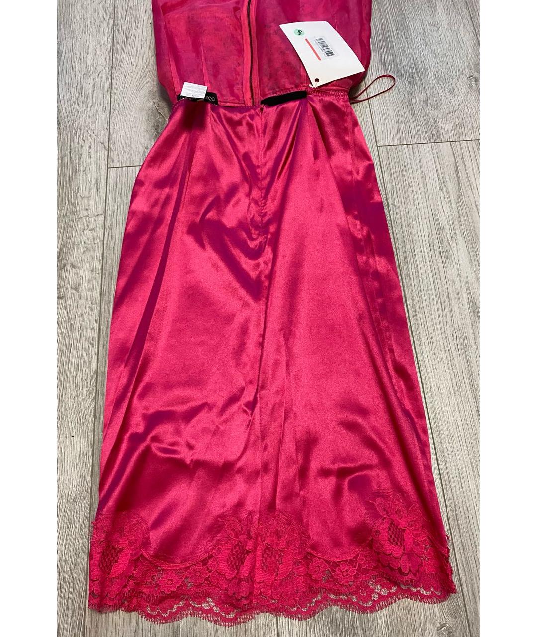 DOLCE&GABBANA Фуксия шелковая юбка миди, фото 4