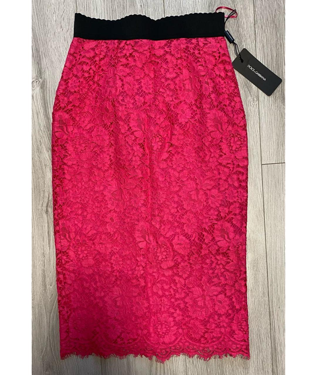 DOLCE&GABBANA Фуксия шелковая юбка миди, фото 2