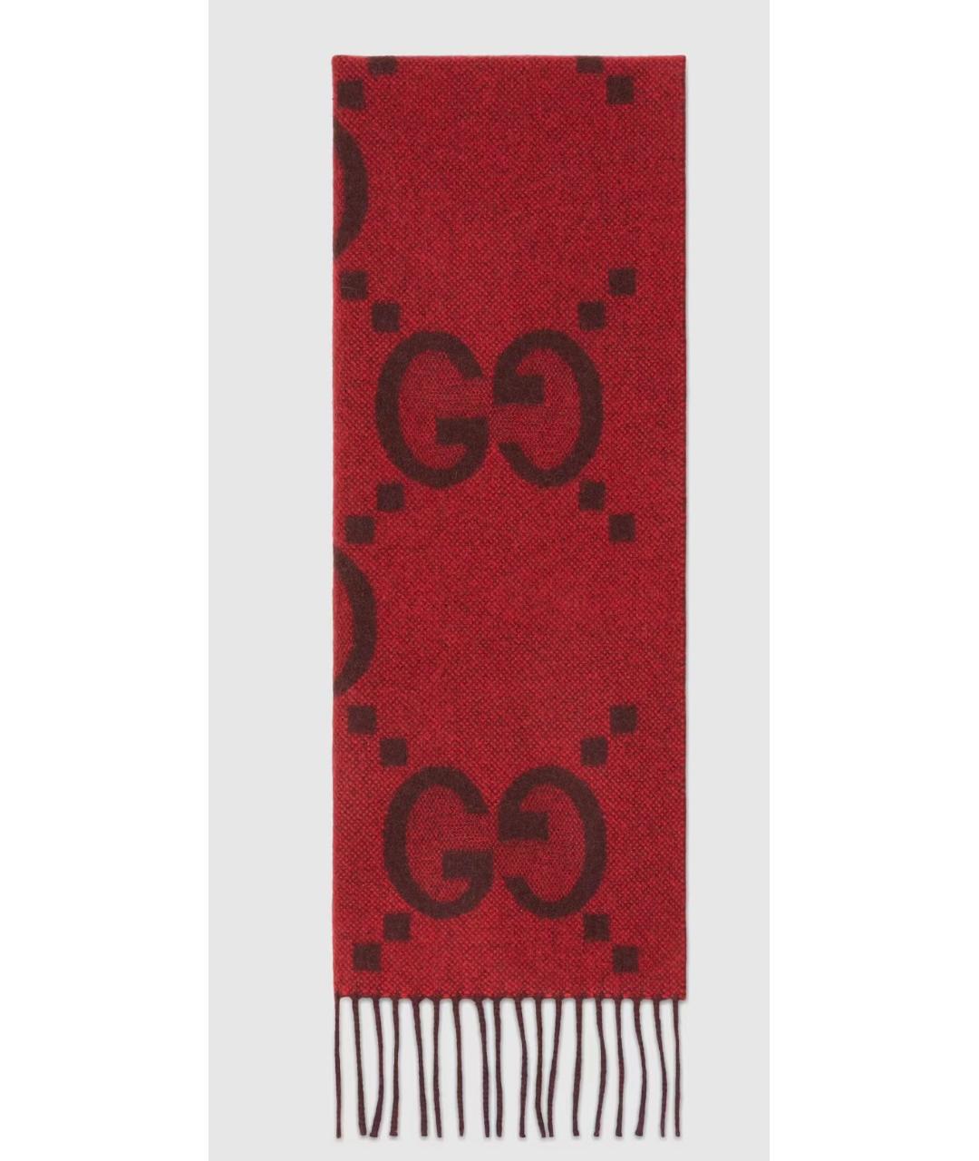 GUCCI Бордовый кашемировый шарф, фото 3