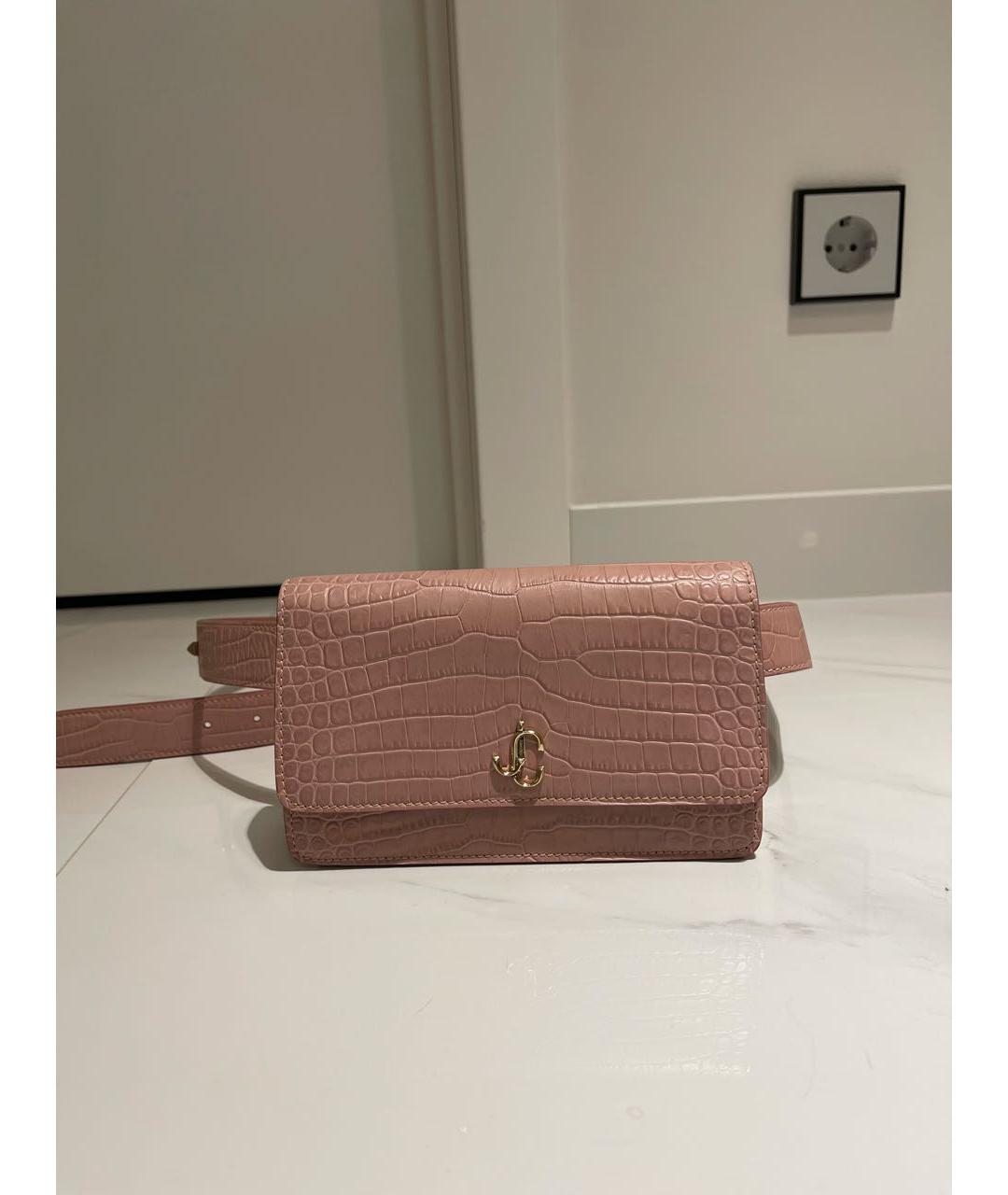 JIMMY CHOO Розовая кожаная поясная сумка, фото 5