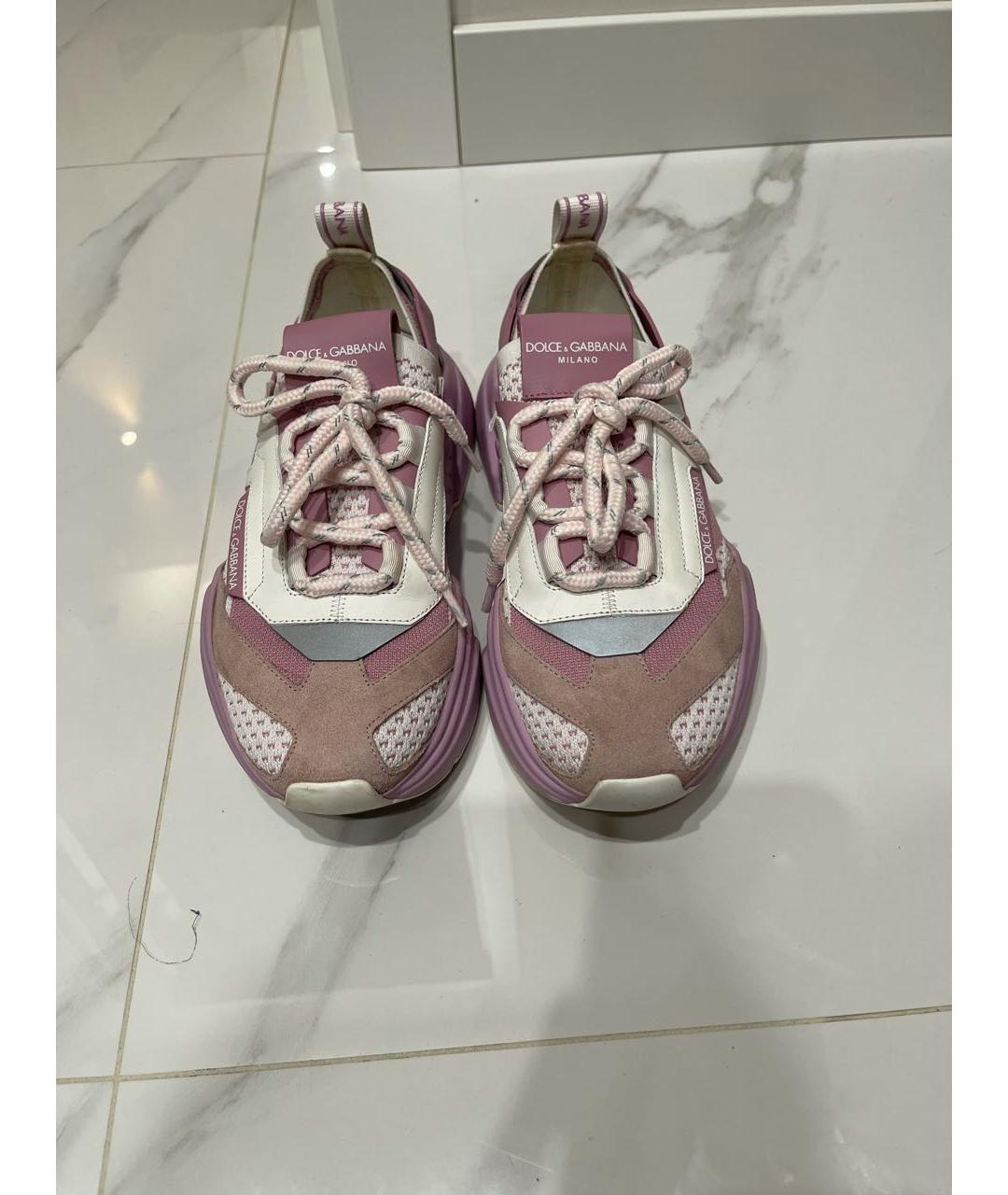 DOLCE&GABBANA Розовые замшевые кроссовки, фото 2