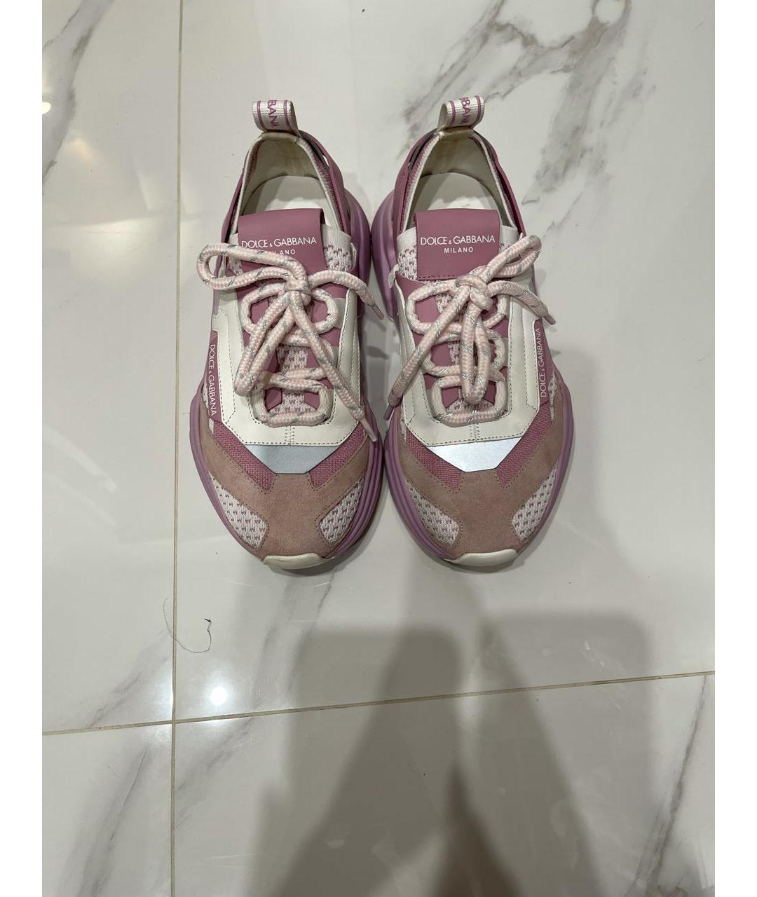 DOLCE&GABBANA Розовые замшевые кроссовки, фото 3