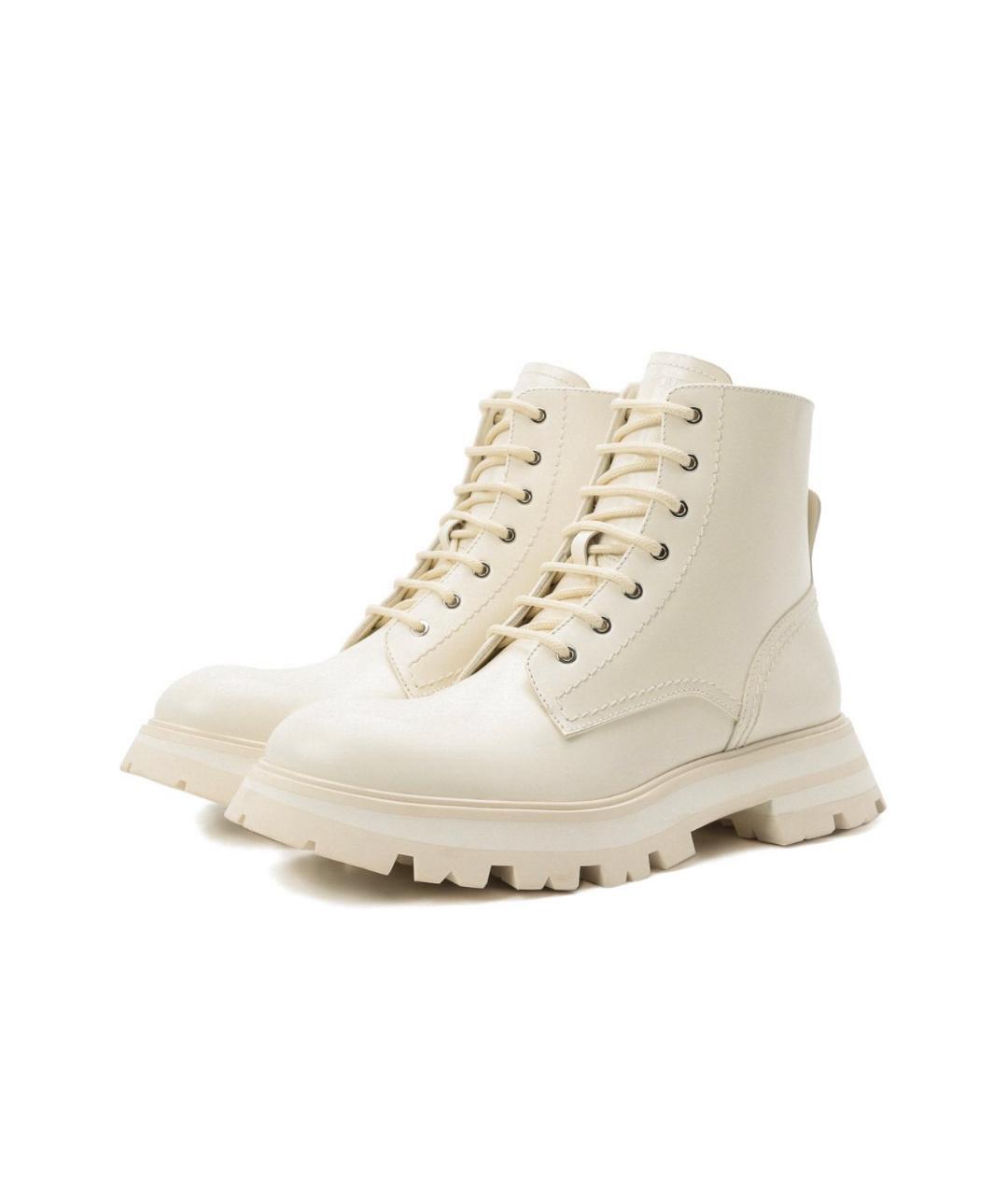 ALEXANDER MCQUEEN Белые кожаные ботинки, фото 2