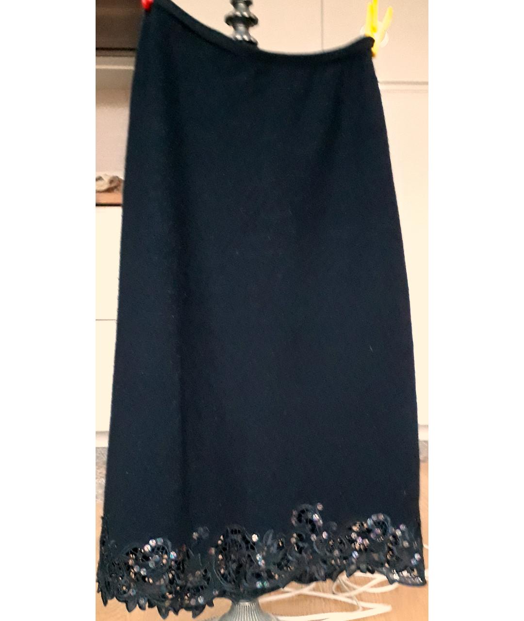 CHRISTIAN LACROIX Черная шерстяная юбка миди, фото 4