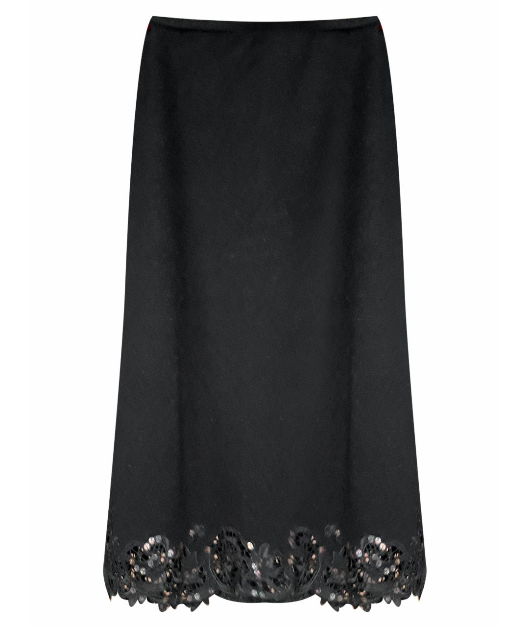 CHRISTIAN LACROIX Черная шерстяная юбка миди, фото 1