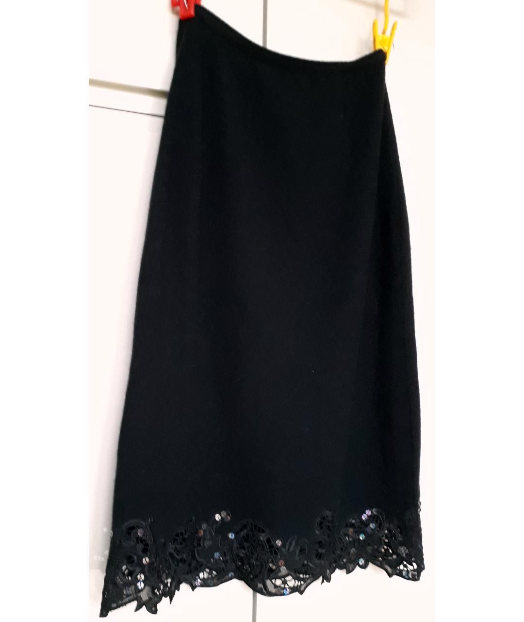 CHRISTIAN LACROIX Черная шерстяная юбка миди, фото 2