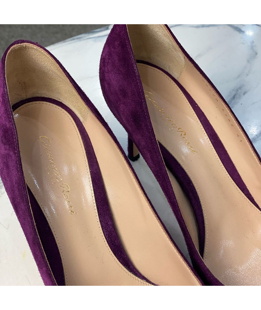 GIANVITO ROSSI Фиолетовые замшевые туфли, фото 5