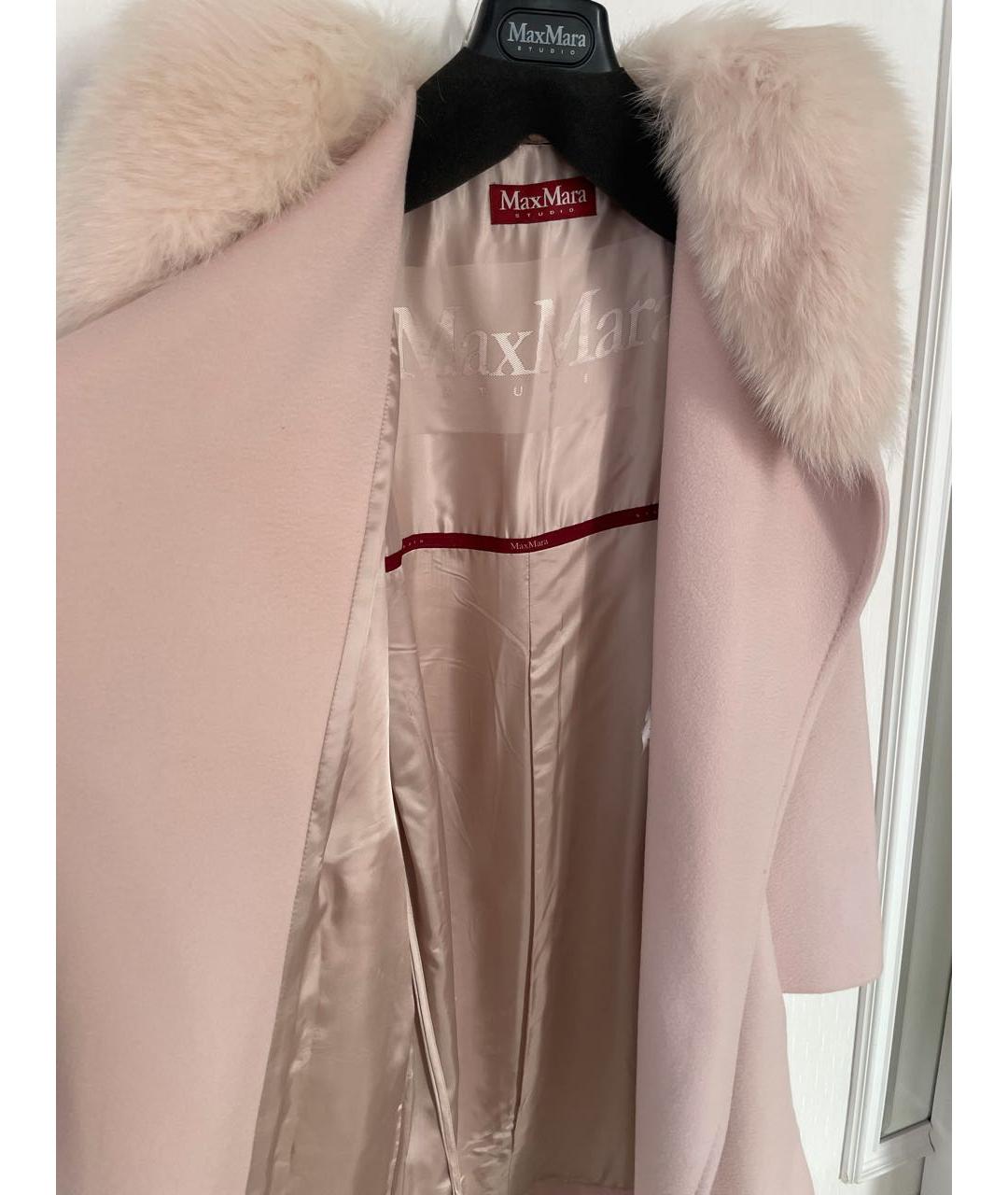 MAX MARA STUDIO Розовое шерстяное пальто, фото 5
