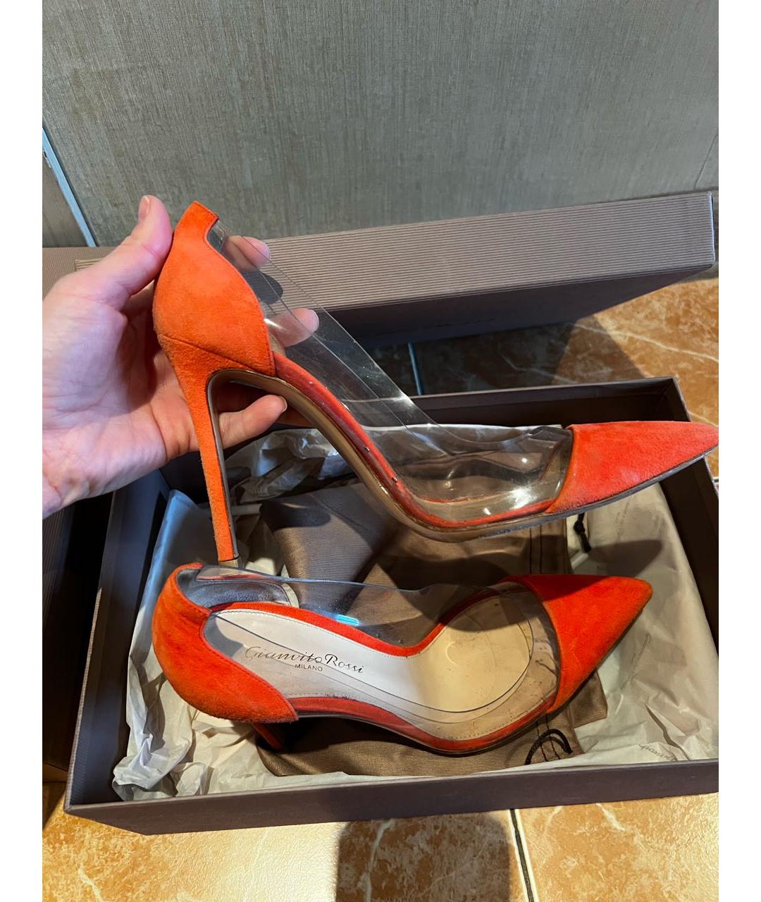 GIANVITO ROSSI Оранжевое замшевые туфли, фото 6