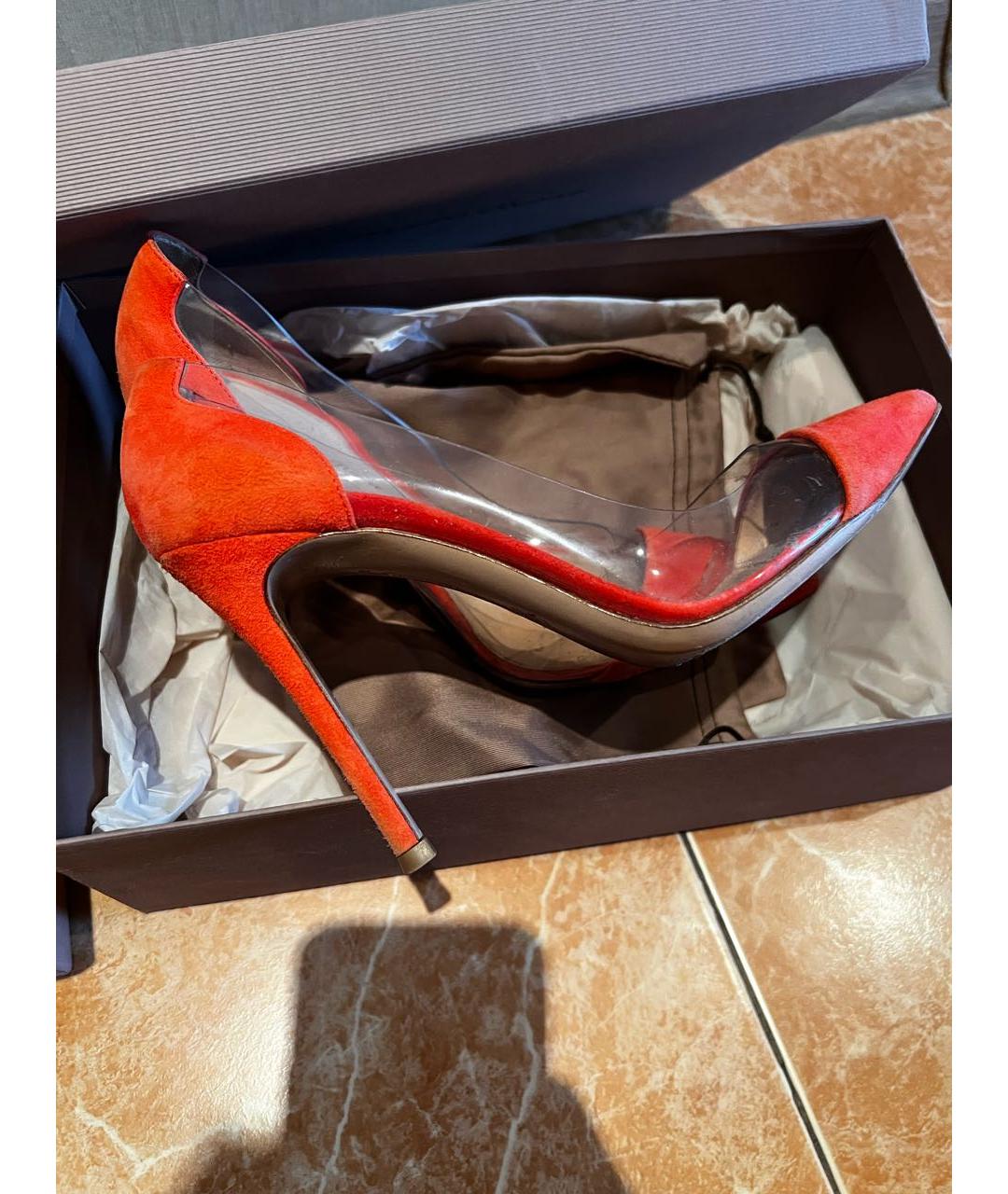 GIANVITO ROSSI Оранжевое замшевые туфли, фото 7