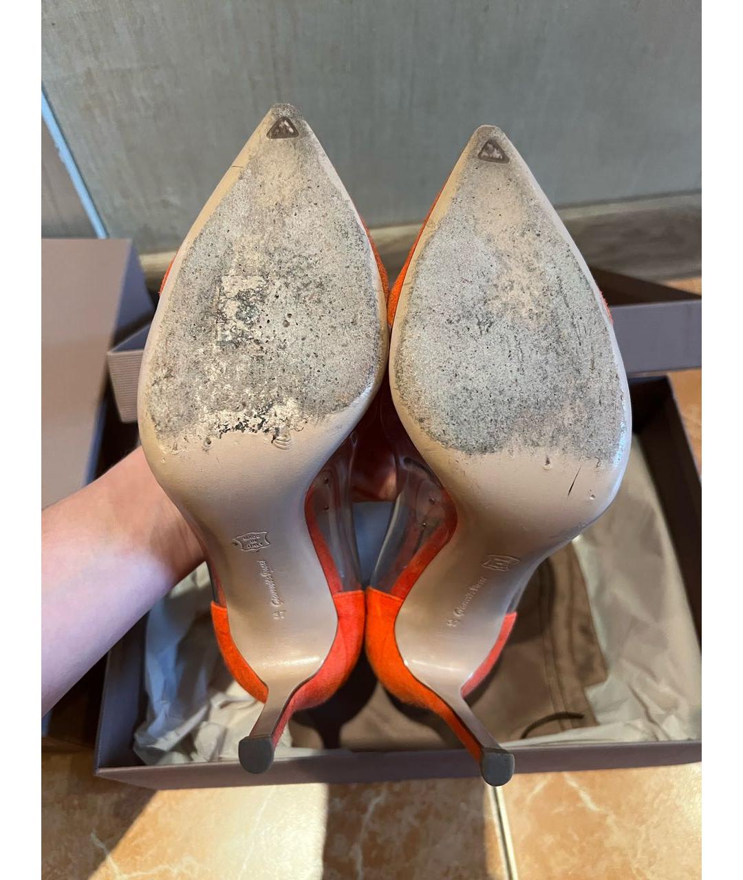 GIANVITO ROSSI Оранжевое замшевые туфли, фото 3