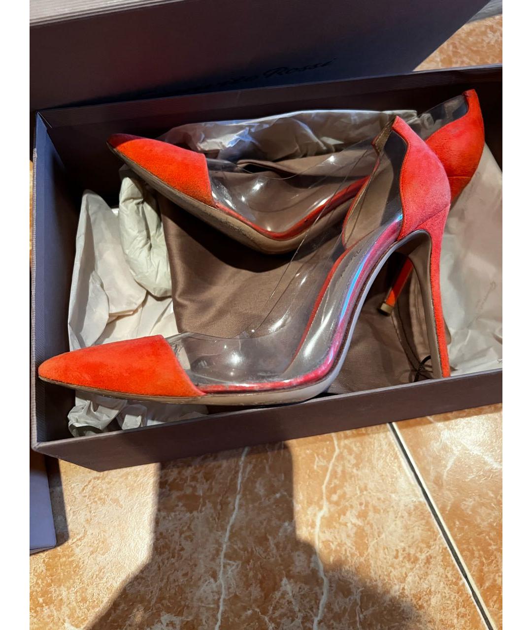 GIANVITO ROSSI Оранжевое замшевые туфли, фото 8